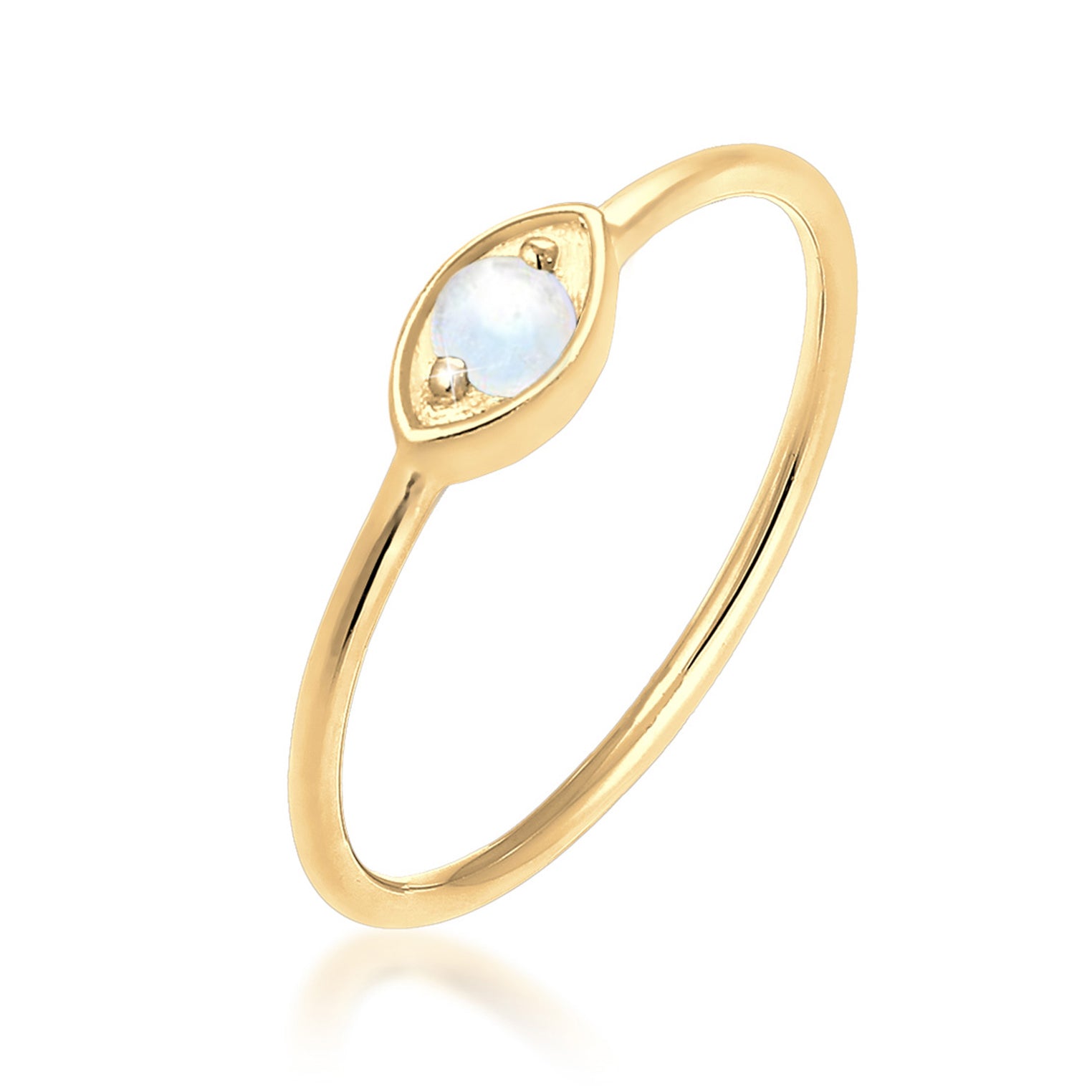 Gold - Elli | Ring Evil Eye | Mondstein ( Weiß ) | 925 Sterling Silber vergoldet