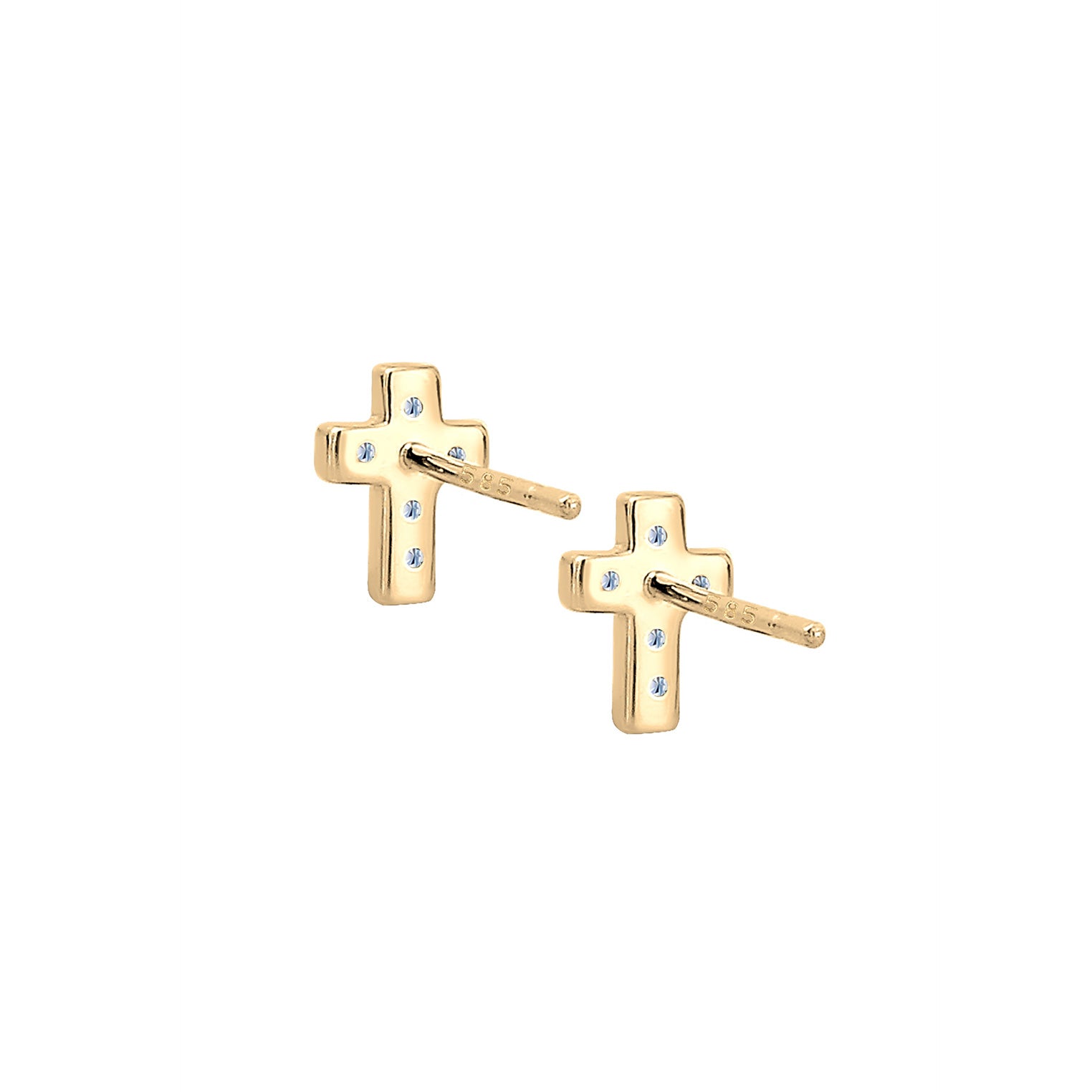 Gold - Elli DIAMONDS | Ohrstecker Kreuz | Diamant ( Weiß, 0,06 ct ) | 585 Gelbgold