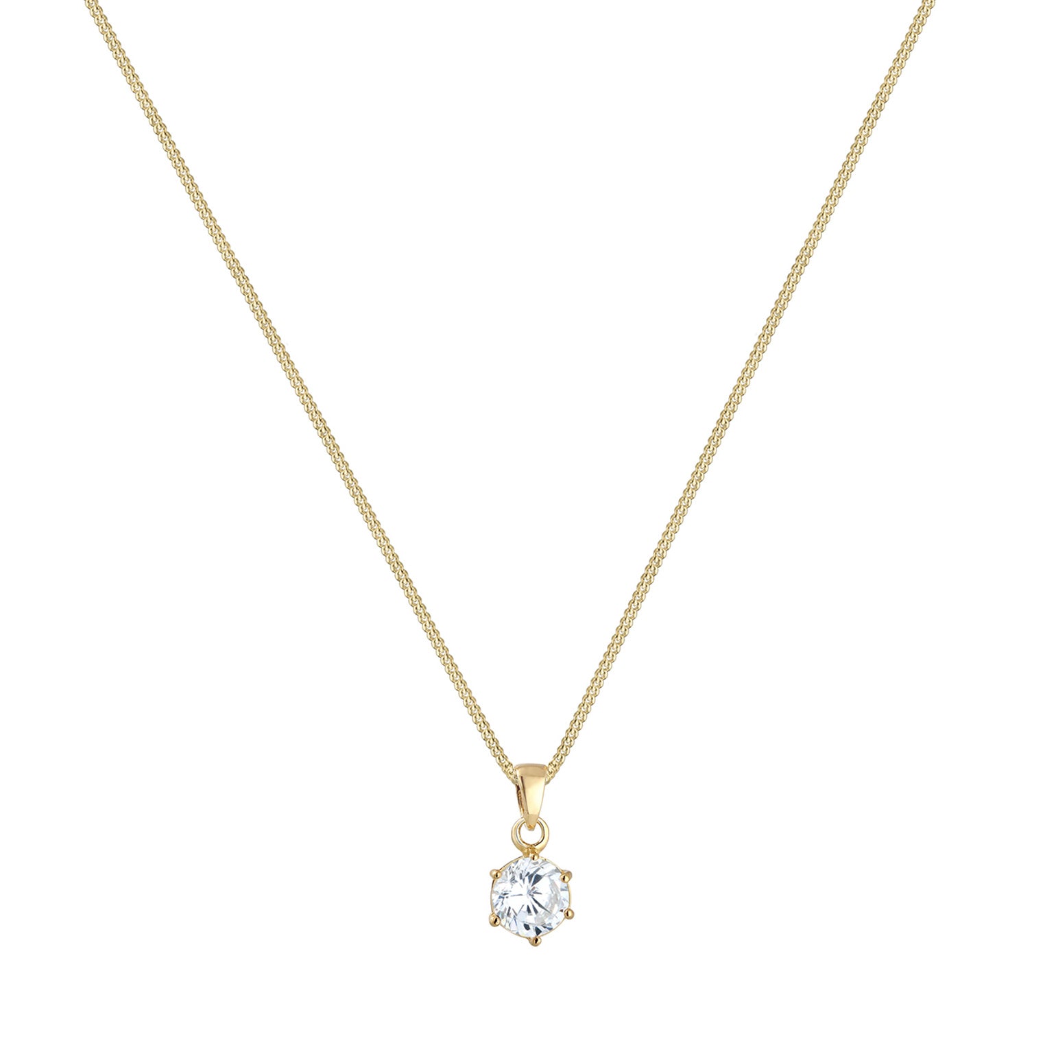 Gold - Elli PREMIUM | Solitär-Kette | Zirkonia (Weiß) | 375 Gelbgold