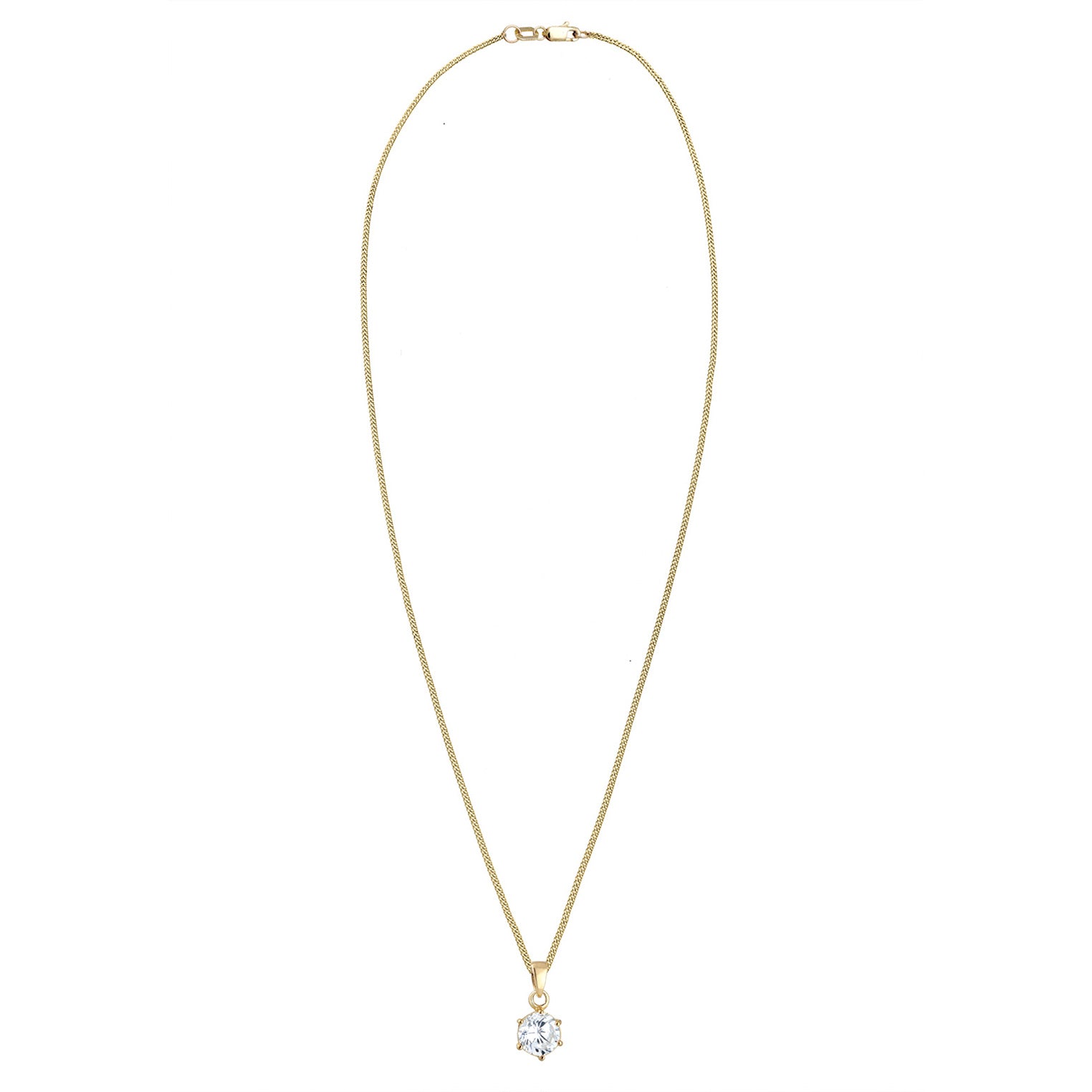 Gold - Elli PREMIUM | Solitär-Kette | Zirkonia (Weiß) | 375 Gelbgold