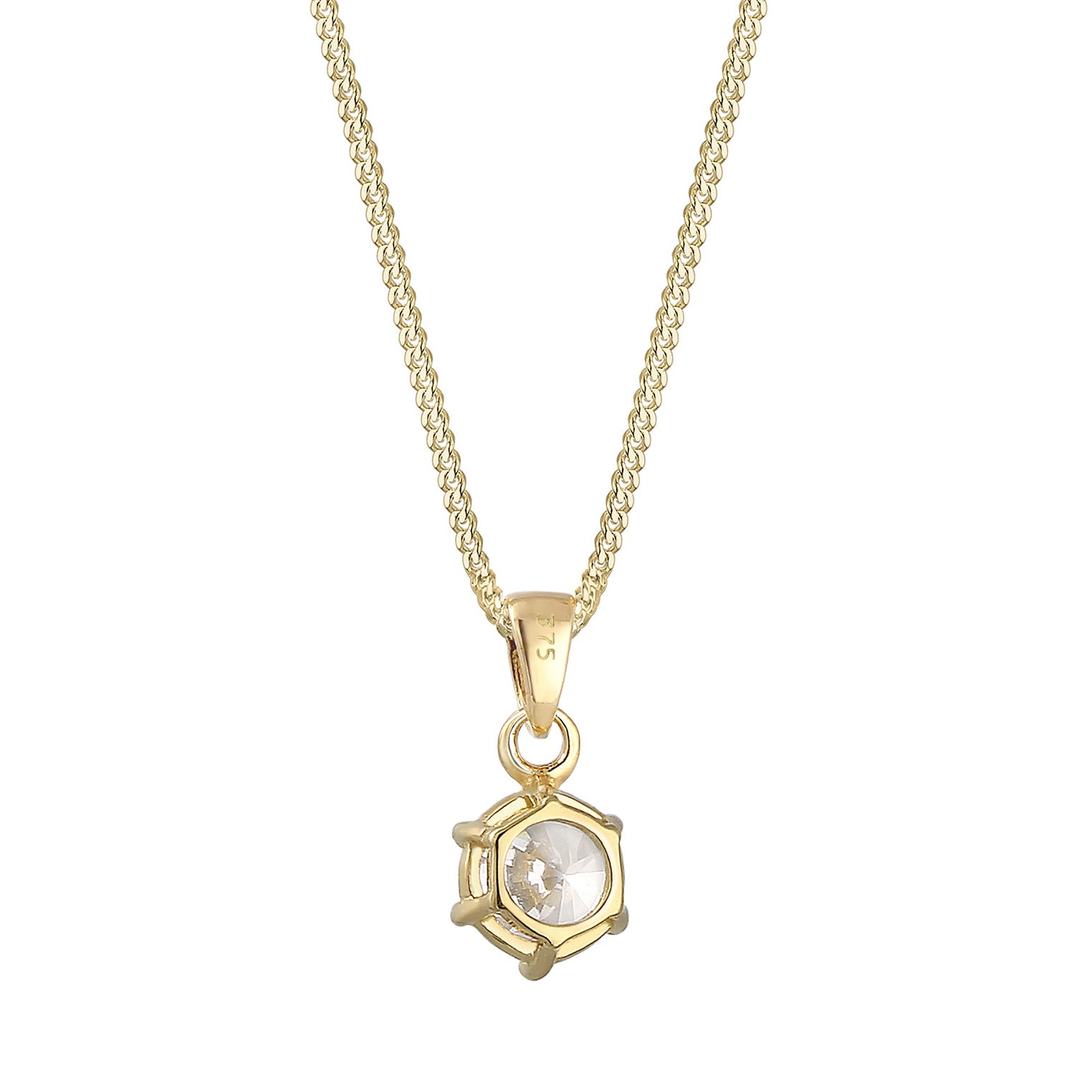 Gold - Elli PREMIUM | Solitär-Kette | Zirkonia (Weiß) | 375 Gelbgold