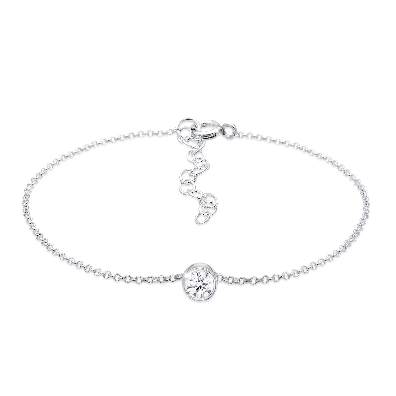 Silber - Elli | Solitär-Armband | Kristall ( Weiß ) | 925er Sterling Silber