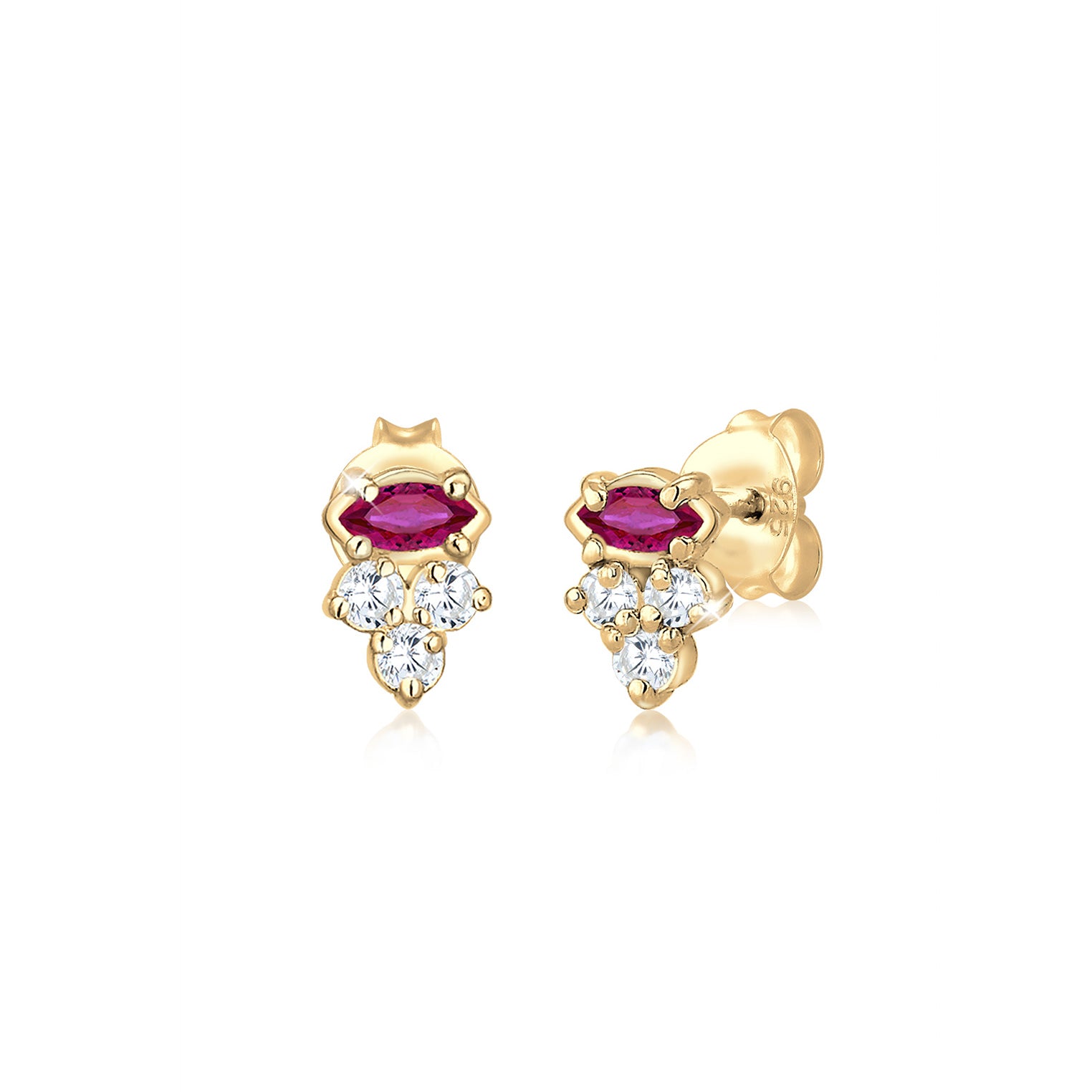 Gold - Elli | Ohrstecker | Rubin ( Pink ) | 925 Sterling Silber vergoldet
