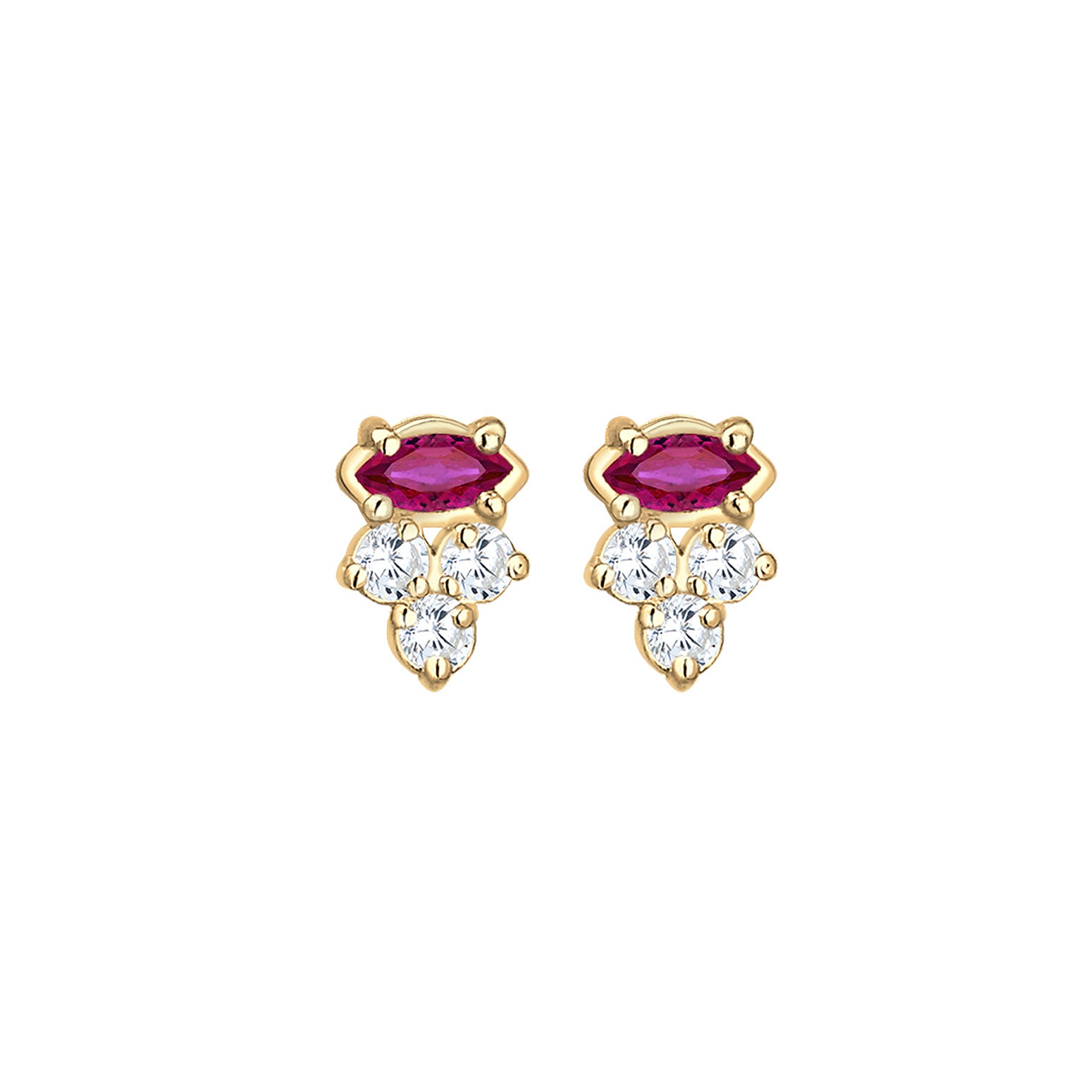 Gold - Elli | Ohrstecker | Rubin ( Pink ) | 925 Sterling Silber vergoldet