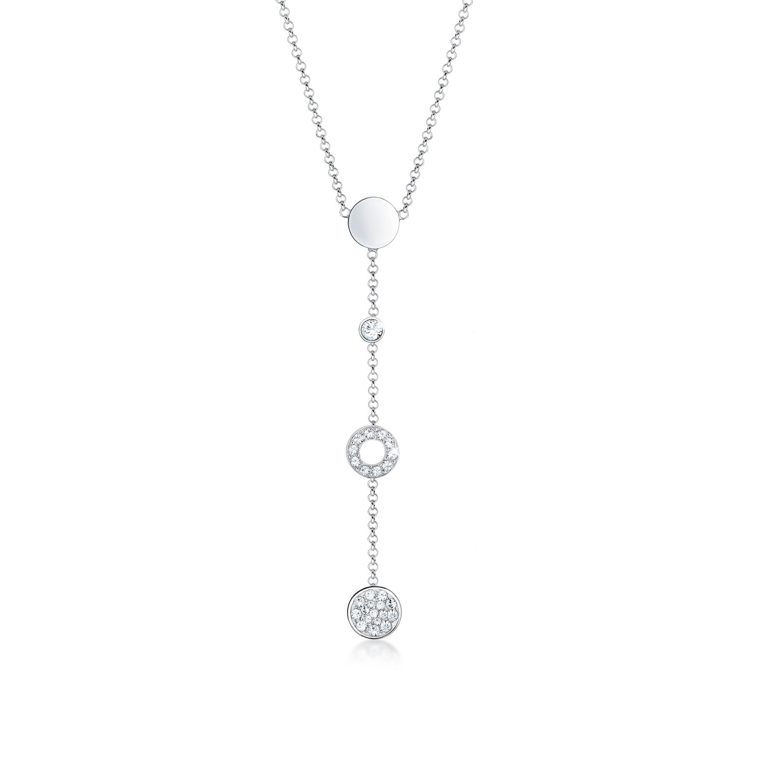 Silber - Elli | Halskette Kreis | Mit Kristallen von Swarovski® (Weiß) | 925er Sterling Silber