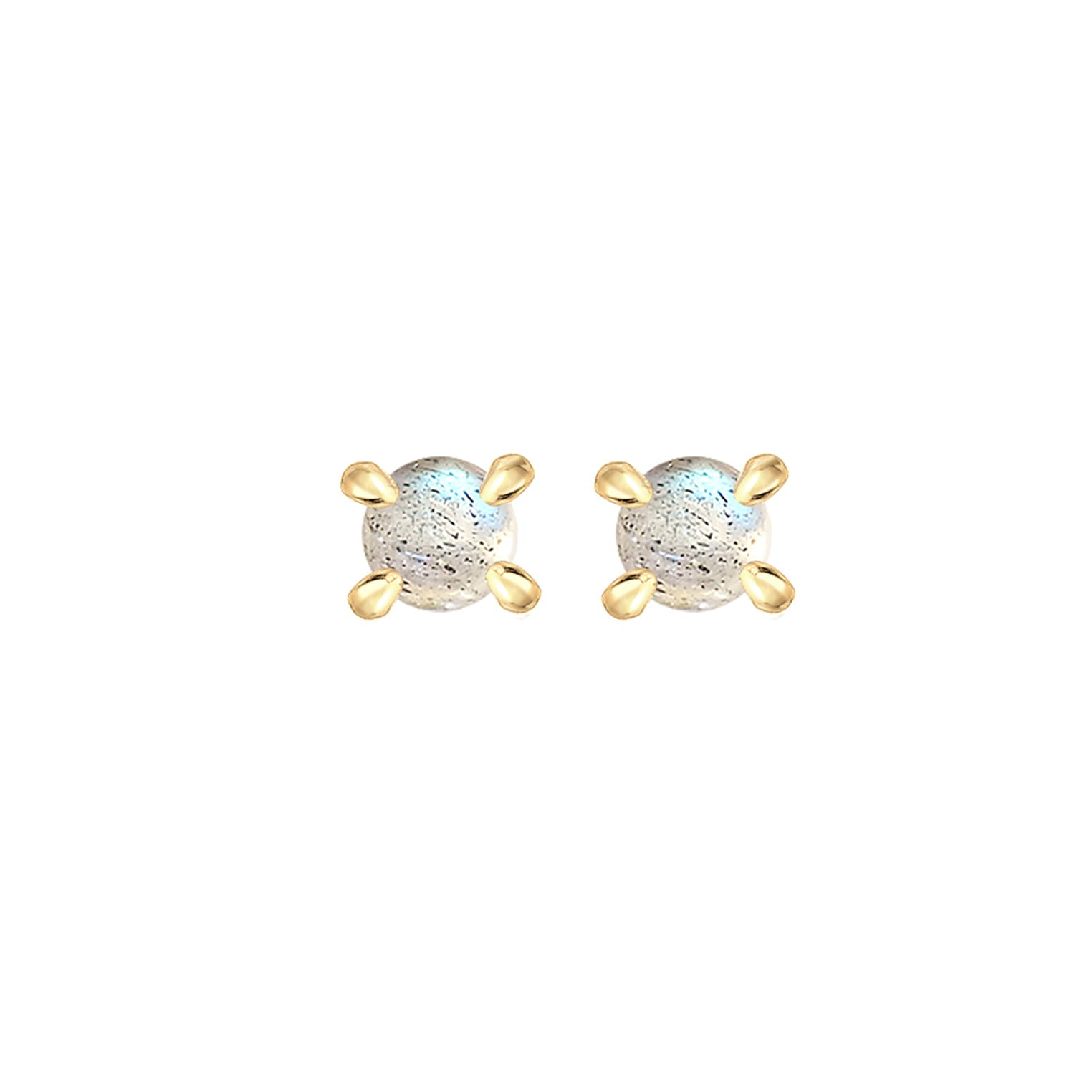Gold - Elli | Ohrstecker | Labradorit ( Grau ) | 925 Sterling Silber vergoldet