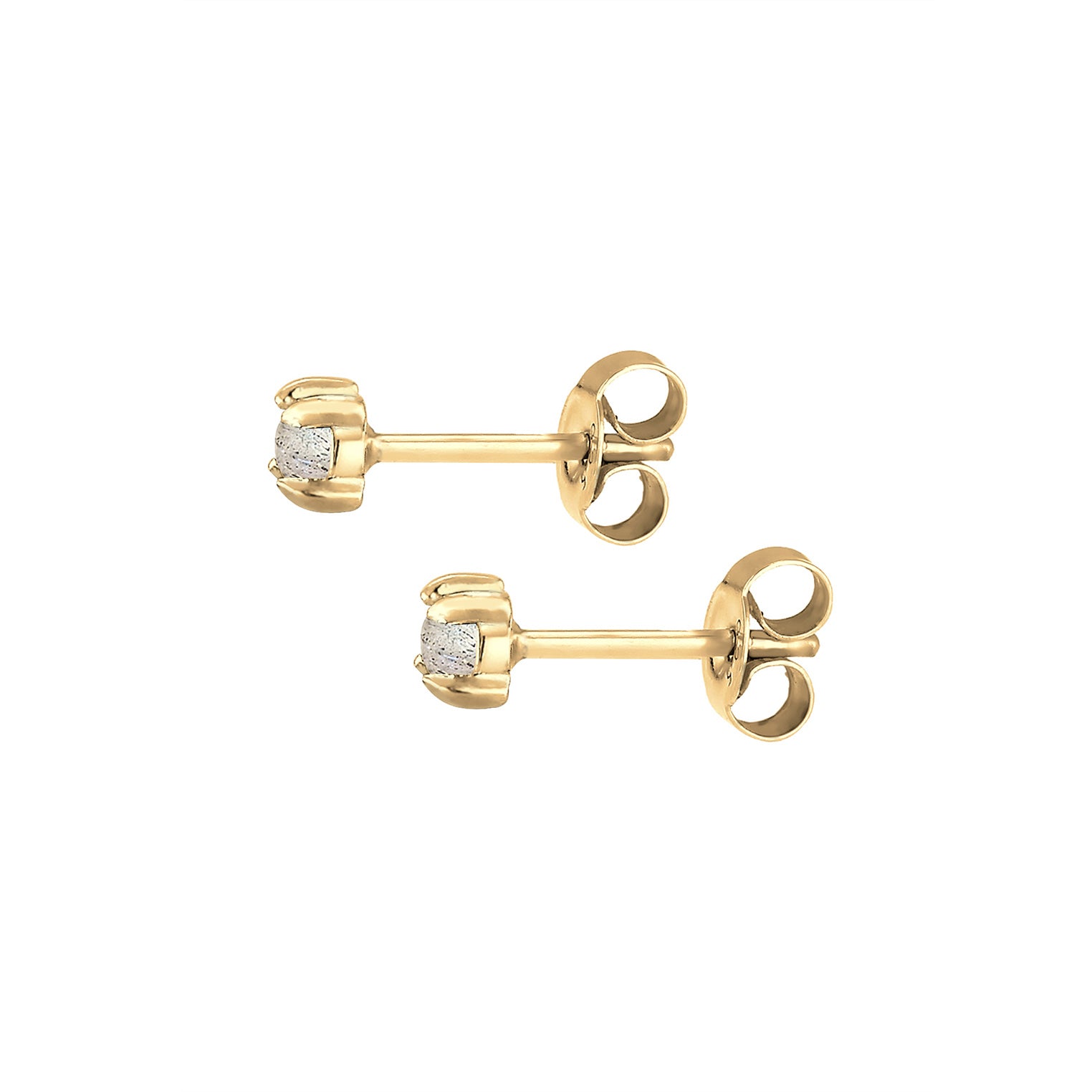 Gold - Elli | Ohrstecker | Labradorit ( Grau ) | 925 Sterling Silber vergoldet