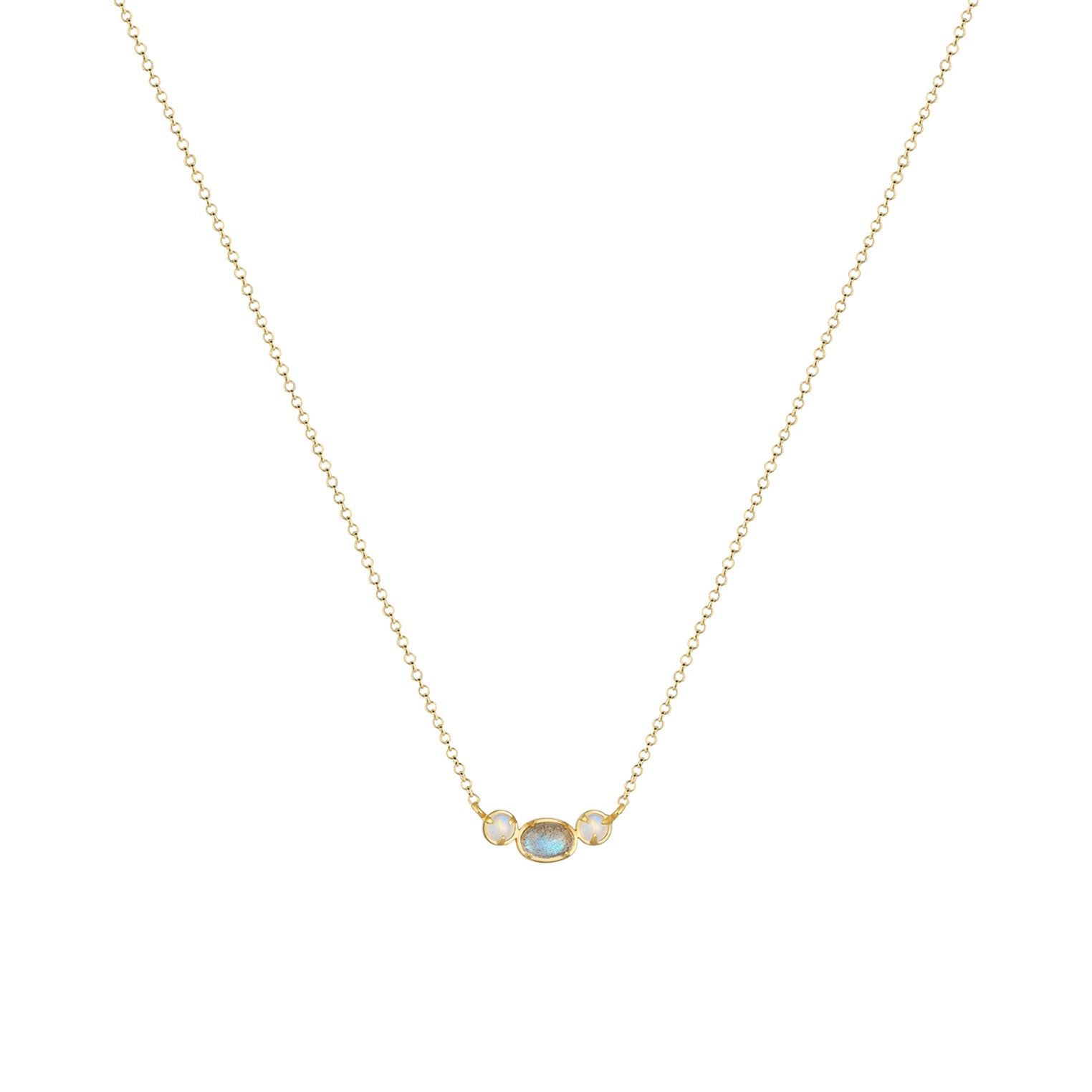 Gold - Elli PREMIUM | Halskette | Mondstein (Weiß) | 375 Gelbgold