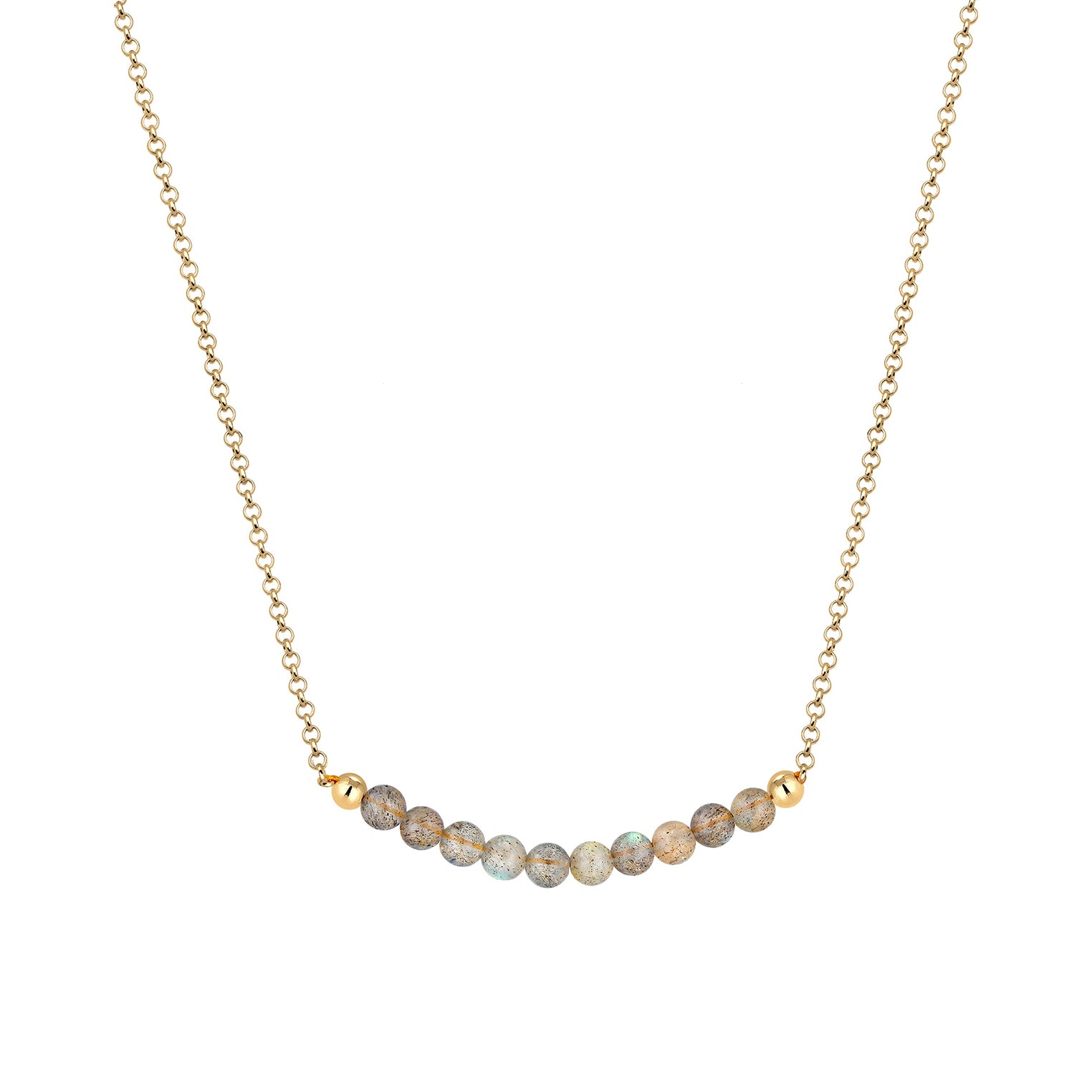 Gold - Elli | Halskette | Labradorit (Grau) | 925 Sterling Silber vergoldet