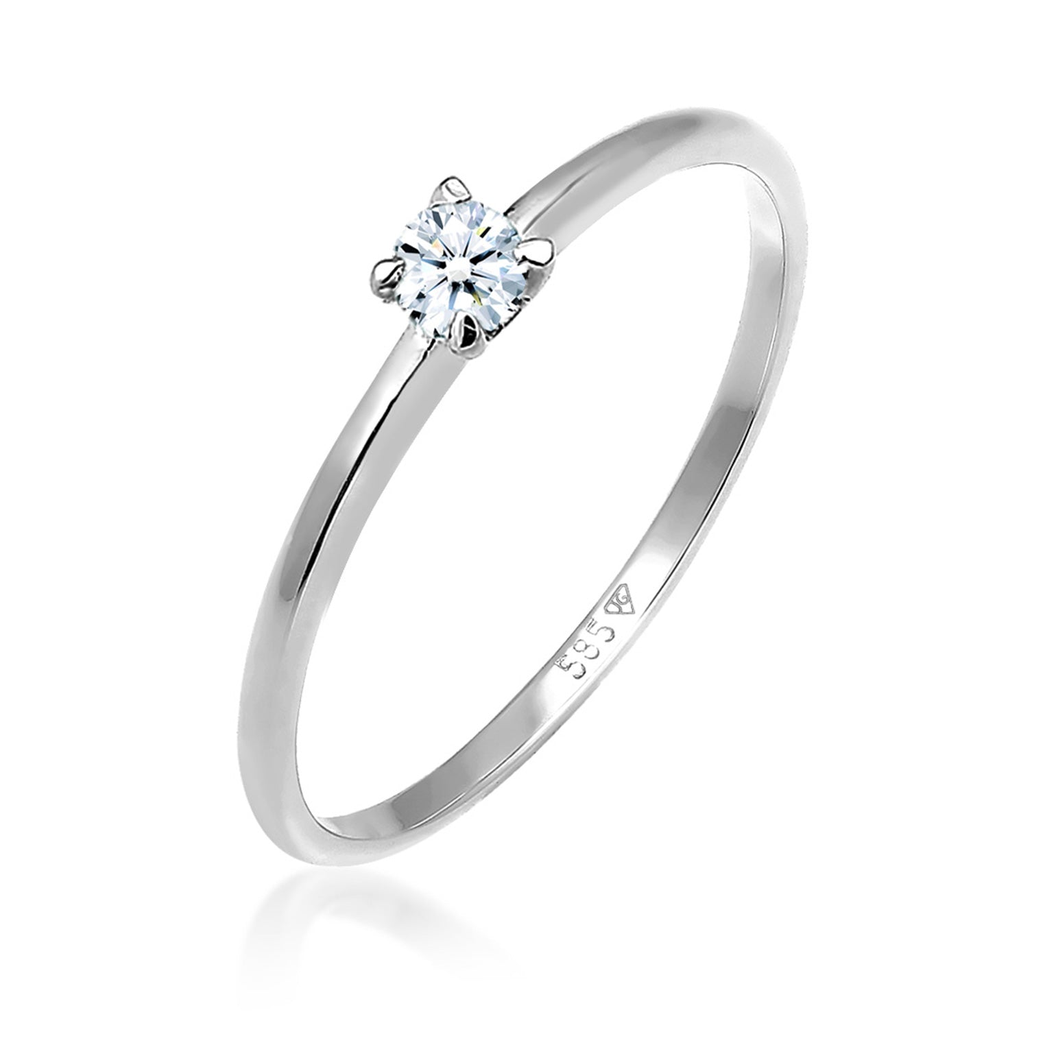 Silber - Elli DIAMONDS | Solitär-Ring | Diamant ( Weiß, 0,06 ct ) | 585 Weißgold