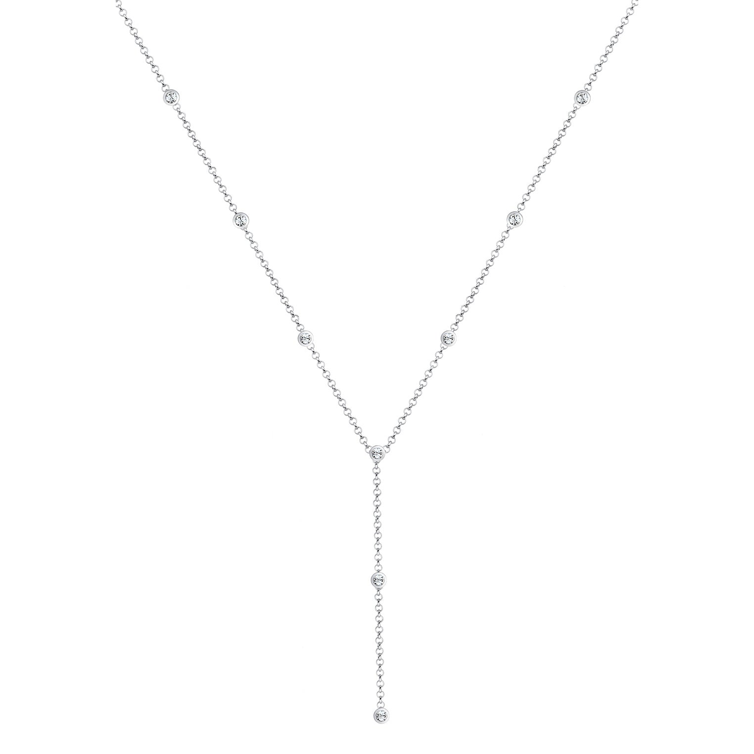 Silber - Elli | Y-Halskette | Mit Kristallen von Swarovski® (Weiß) | 925er Sterling Silber