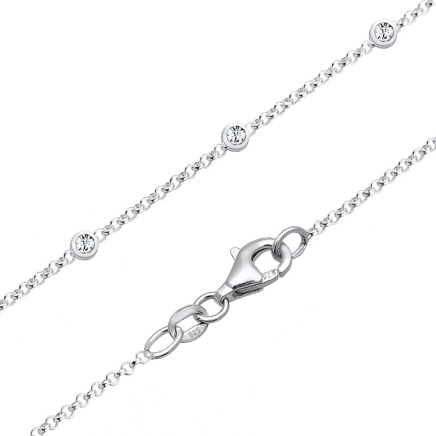 Silber - Elli | Y-Halskette | Mit Kristallen von Swarovski® (Weiß) | 925er Sterling Silber