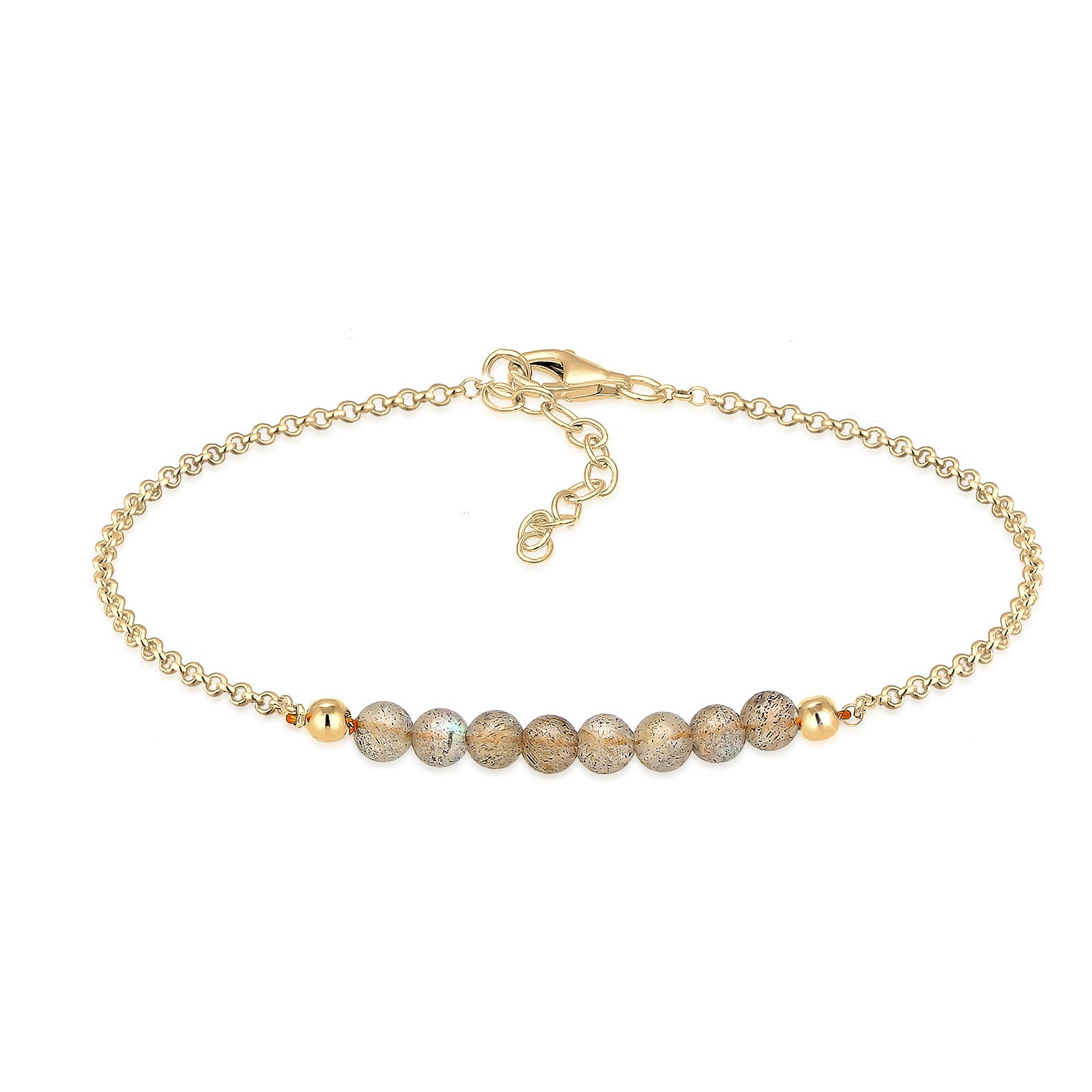 Gold - Elli | Armband | Labradorit ( Grau ) | 925 Sterling Silber vergoldet