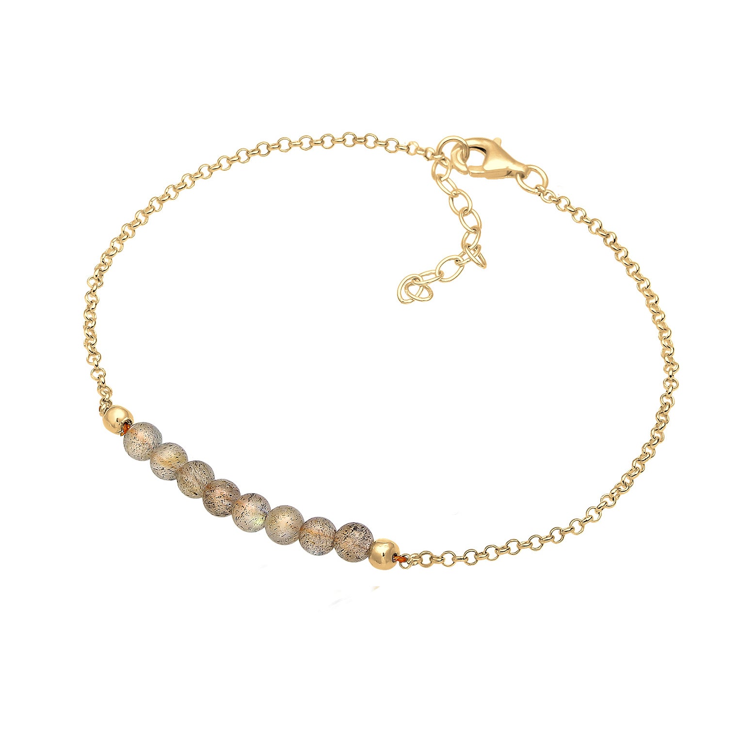 Gold - Elli | Armband | Labradorit ( Grau ) | 925 Sterling Silber vergoldet