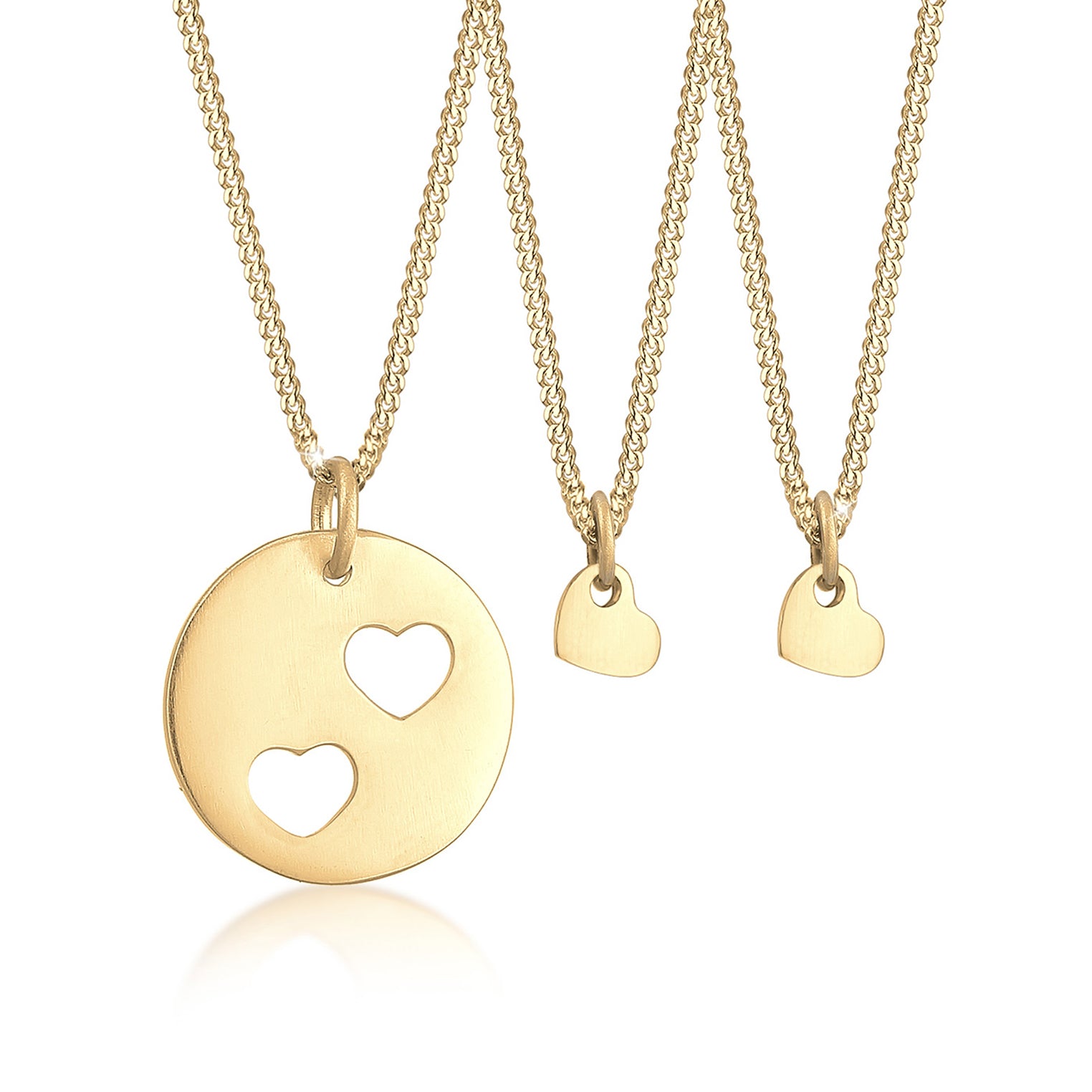 Gold - Elli | Mutter-Kind-Kettenset Herz | 925 Sterling Silber vergoldet