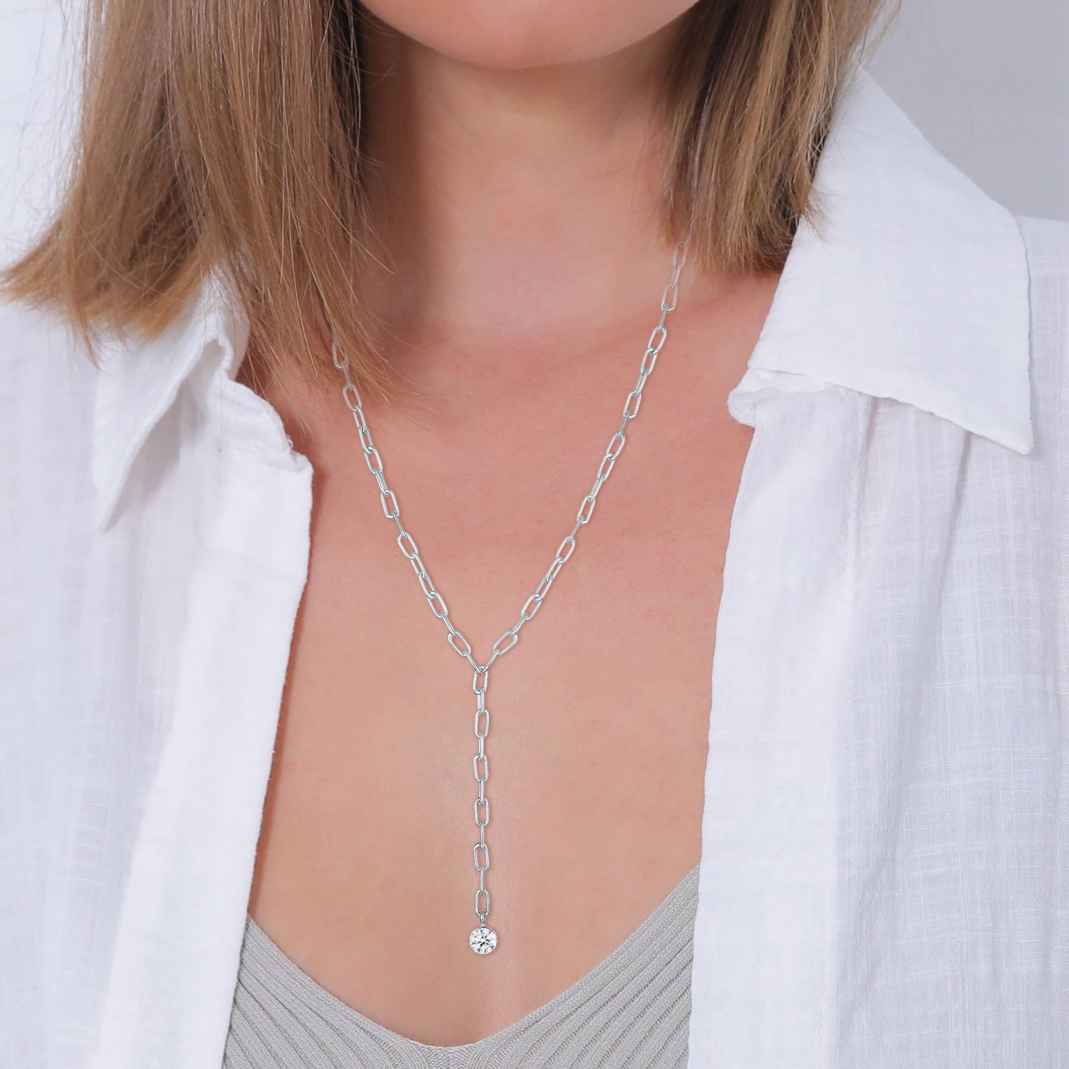 Silber - Elli PREMIUM | Solitär-Kette | Kristall (Weiß) | 925er Sterling Silber