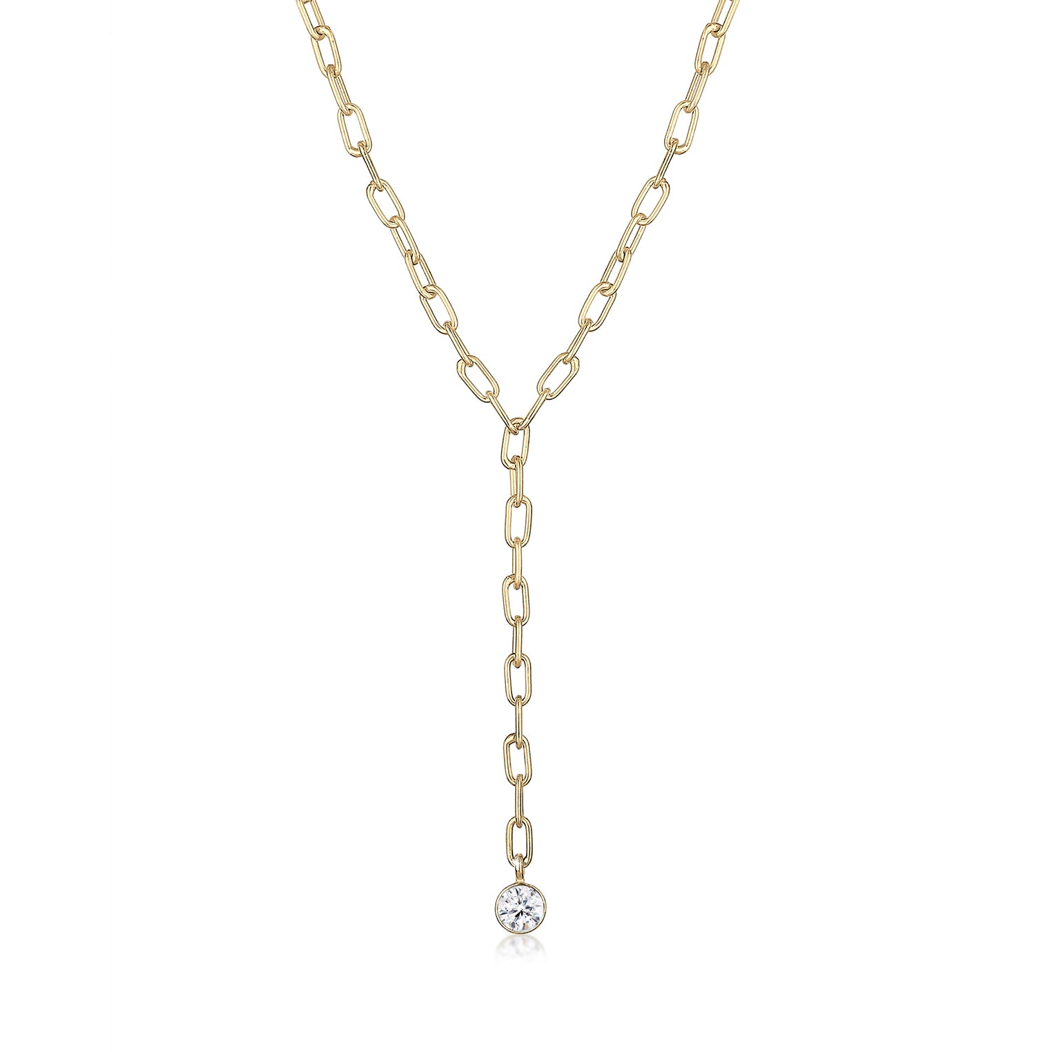 Gold - Elli PREMIUM | Solitär-Kette | Kristall ( Weiß ) | 925 Sterling Silber vergoldet