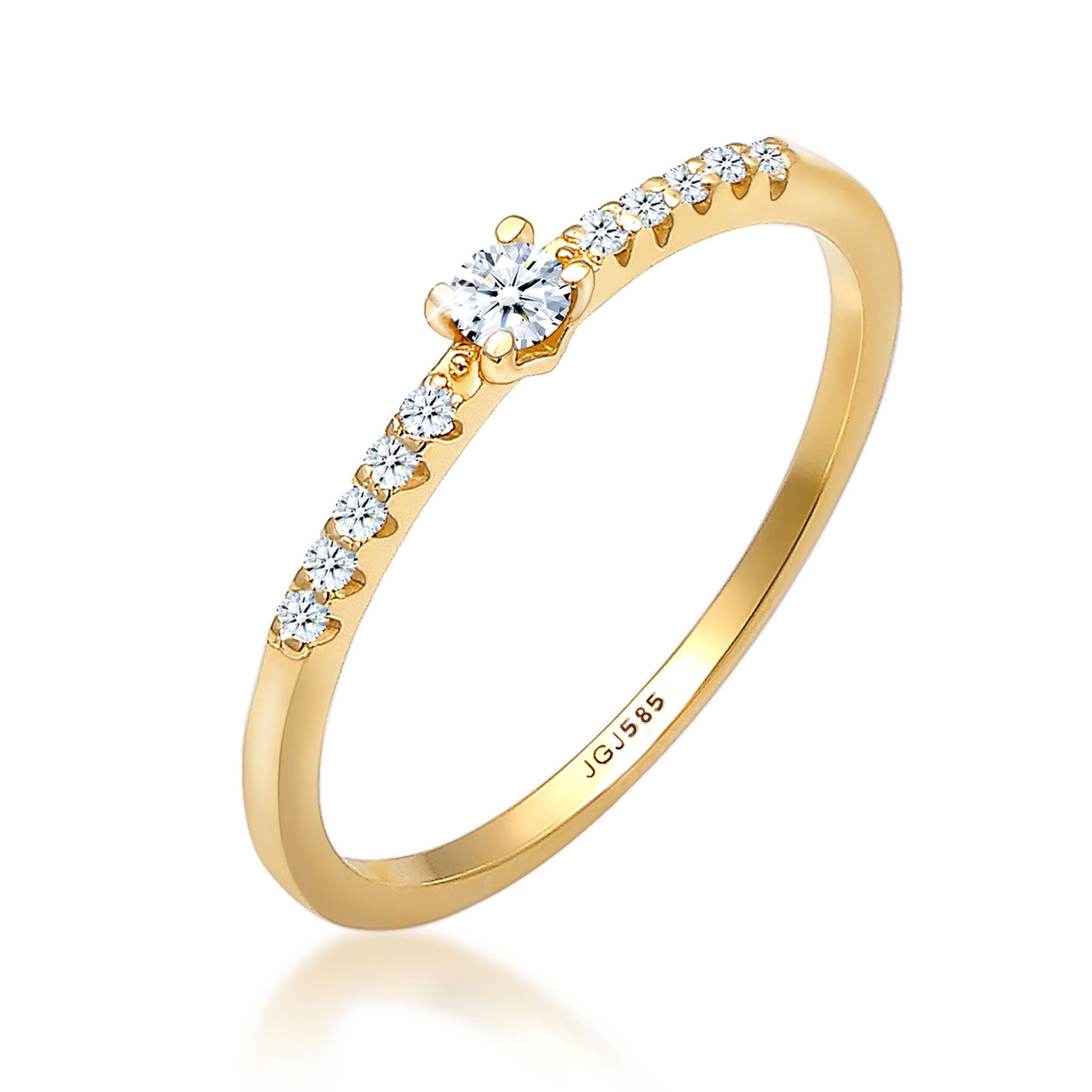 Gold - Elli DIAMONDS | Verlobungsring | Diamant ( Weiß, 0,11 ct ) | 585 Gelbgold