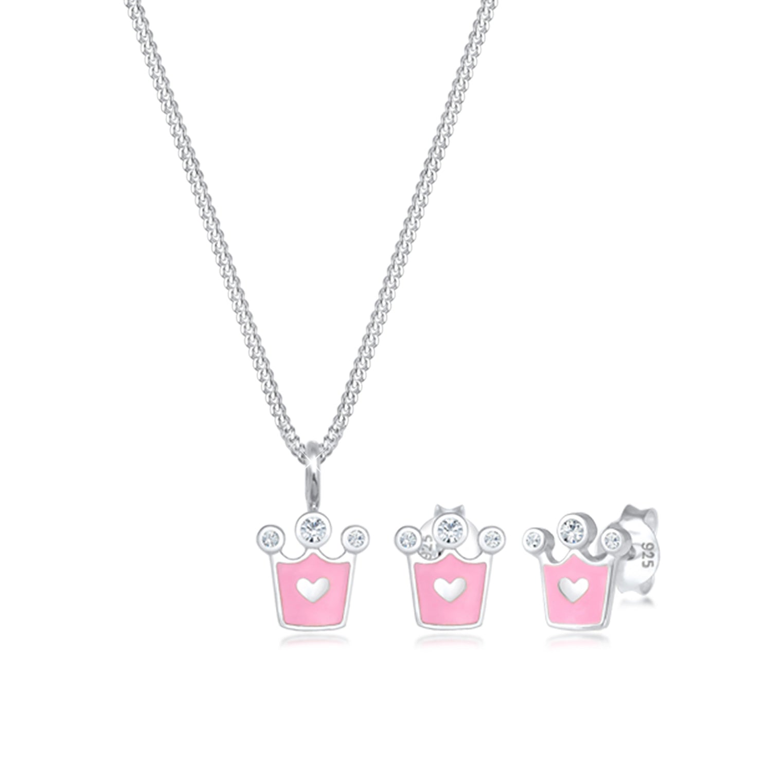 Silber - Elli | Schmuckset  Krone | Kristall (Weiß) | 925er Sterling Silber