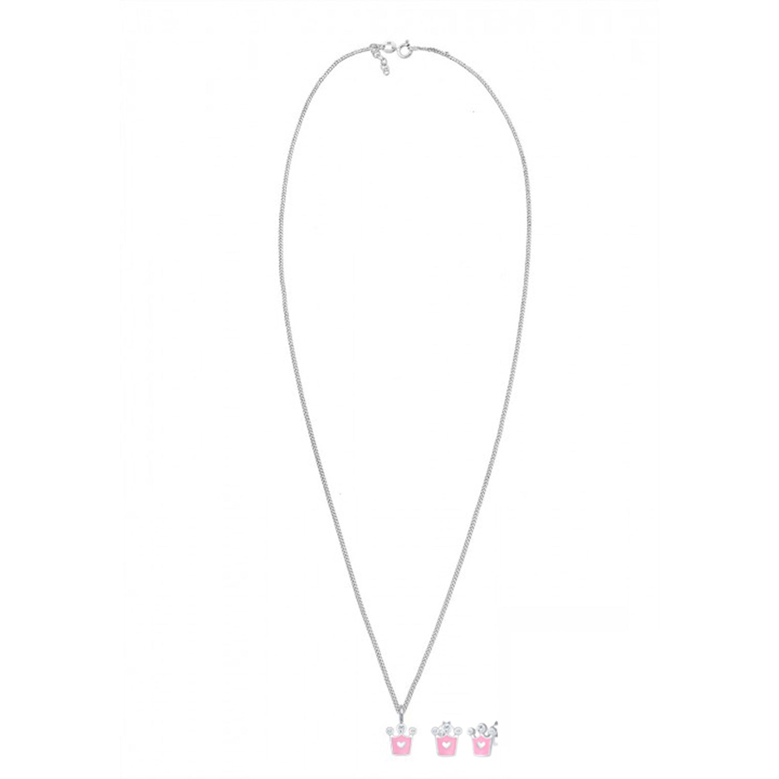 Silber - Elli | Schmuckset  Krone | Kristall (Weiß) | 925er Sterling Silber
