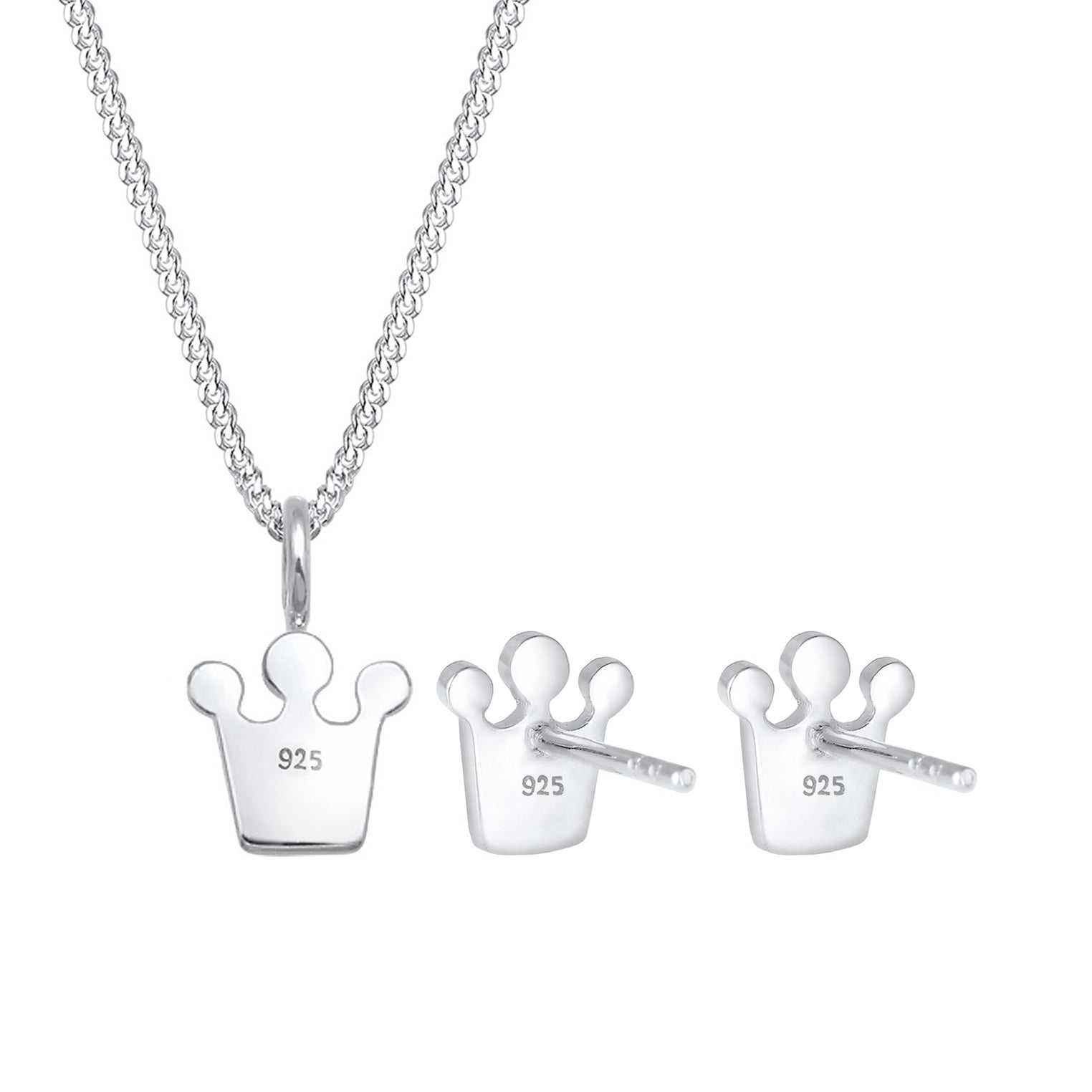 Silber - Elli | Schmuckset  Krone | Kristall (Weiß) | 925er Sterling Silber