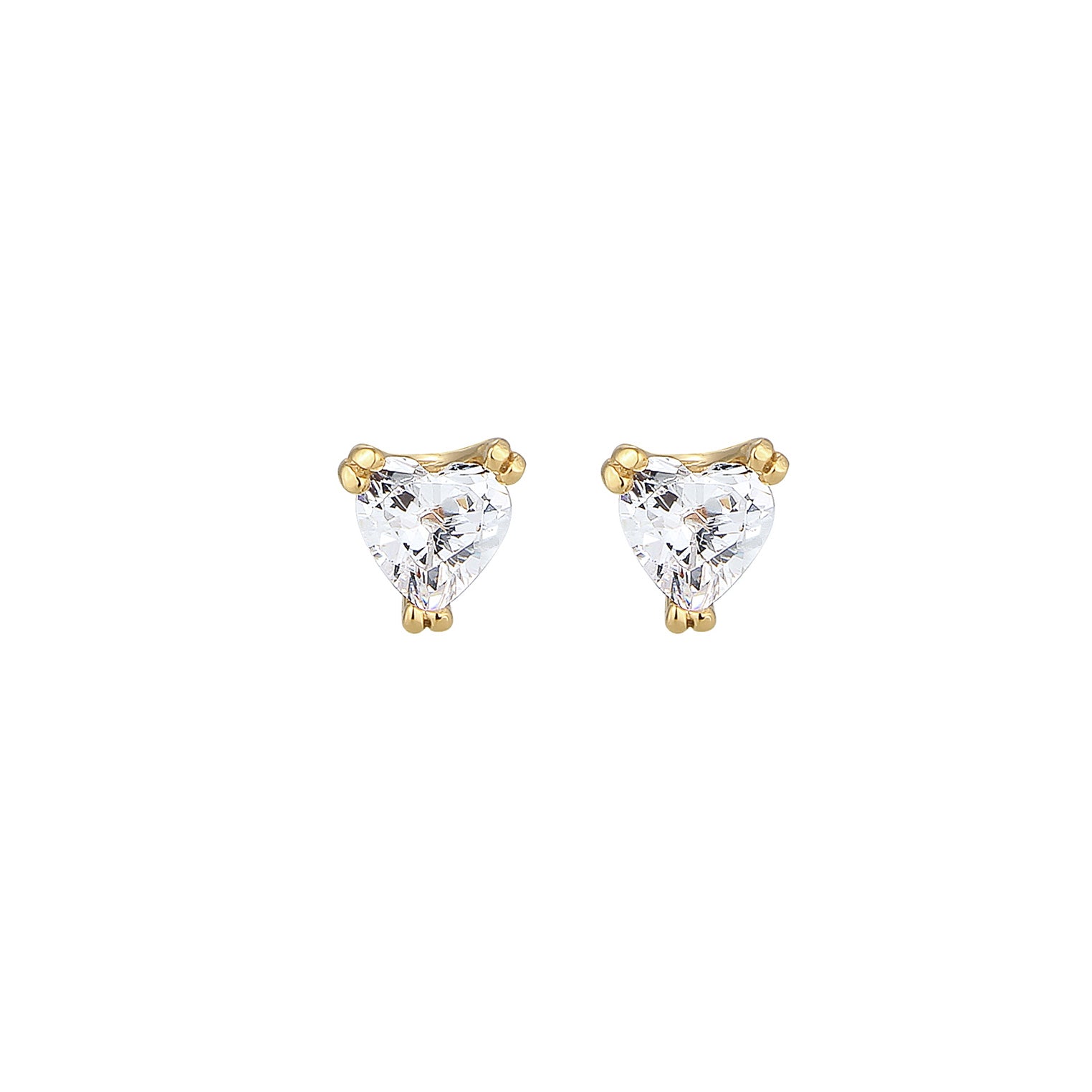 Gold - Elli PREMIUM | Ohrstecker Herz | Zirkonia ( Weiß ) | 375 Gelbgold