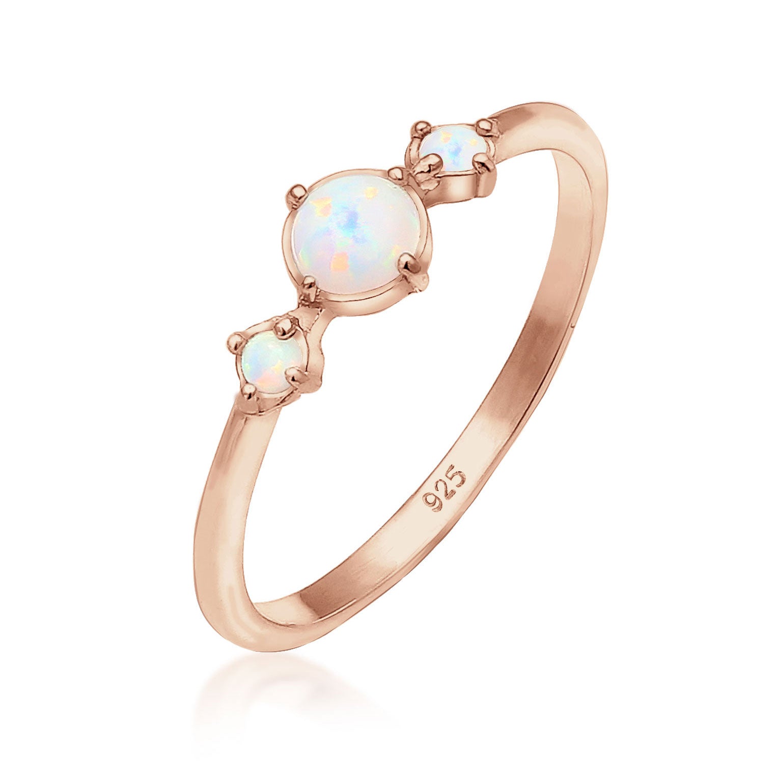 Roségold - Elli | Ring | Opal ( Weiß ) | 925 Sterling Silber Rosegold