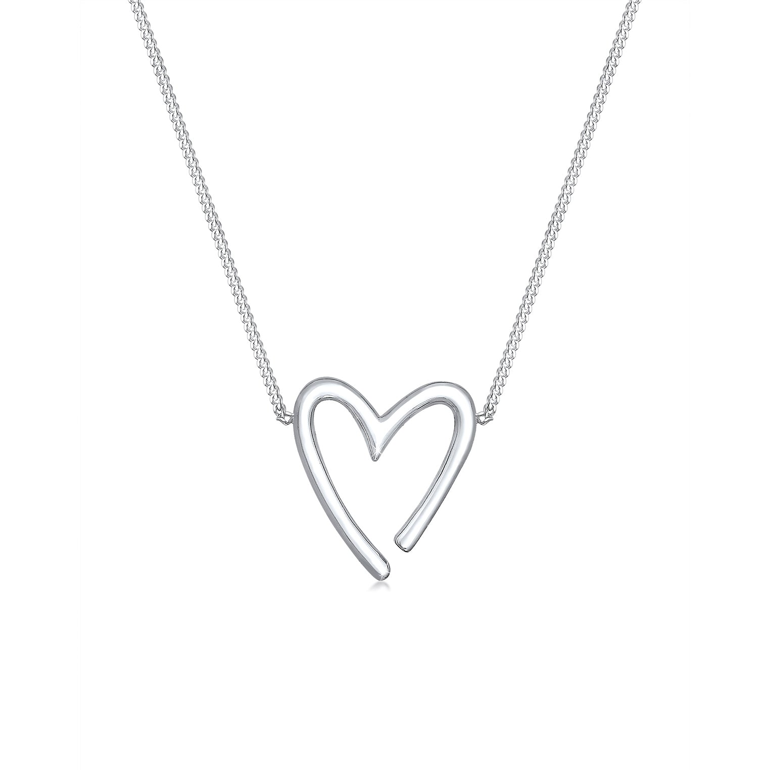 Silber - Elli | Halskette Herz Cut-Out | 925er Sterling Silber