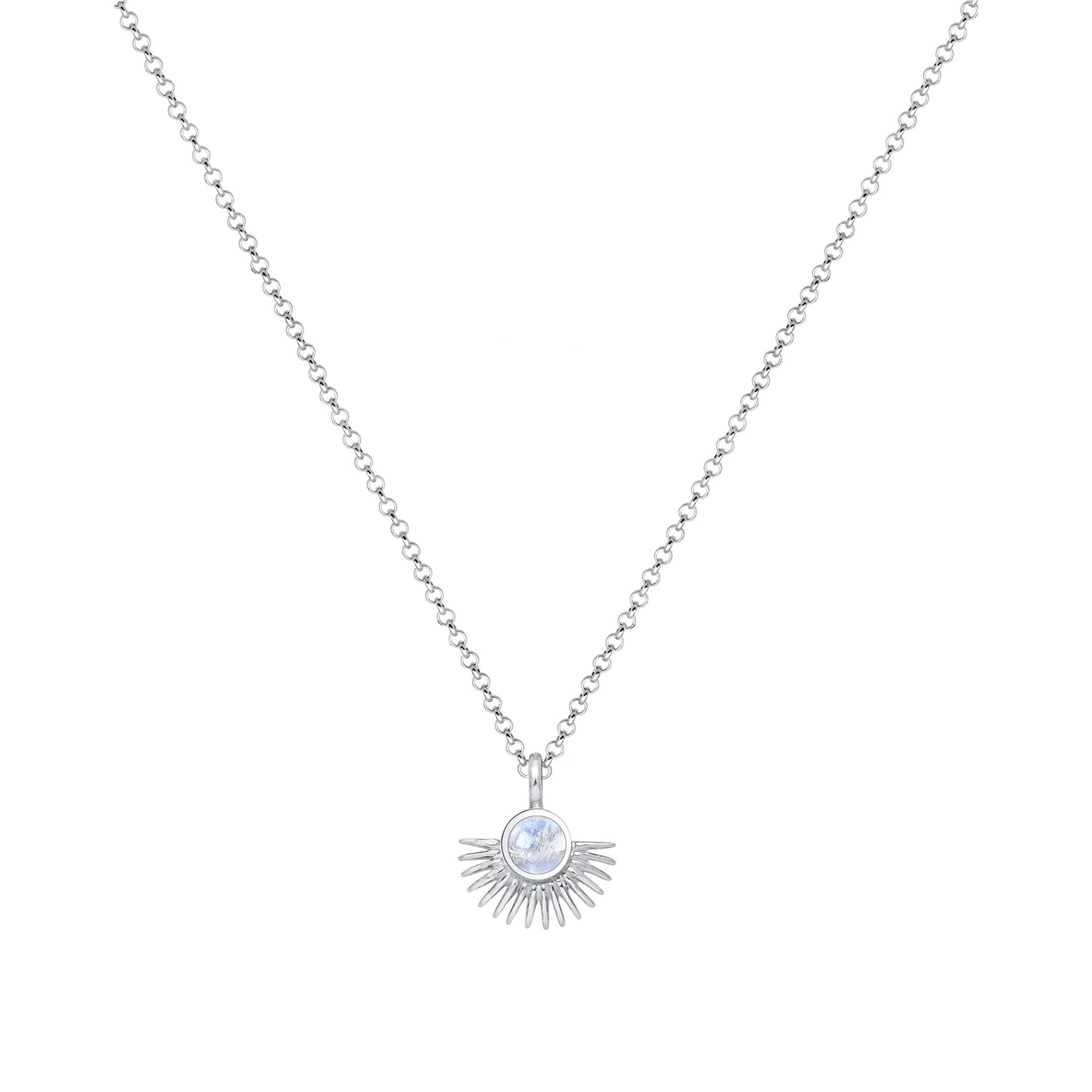 Silber - Elli | Halskette Astro | Mondstein (Weiß) | 925er Sterling Silber