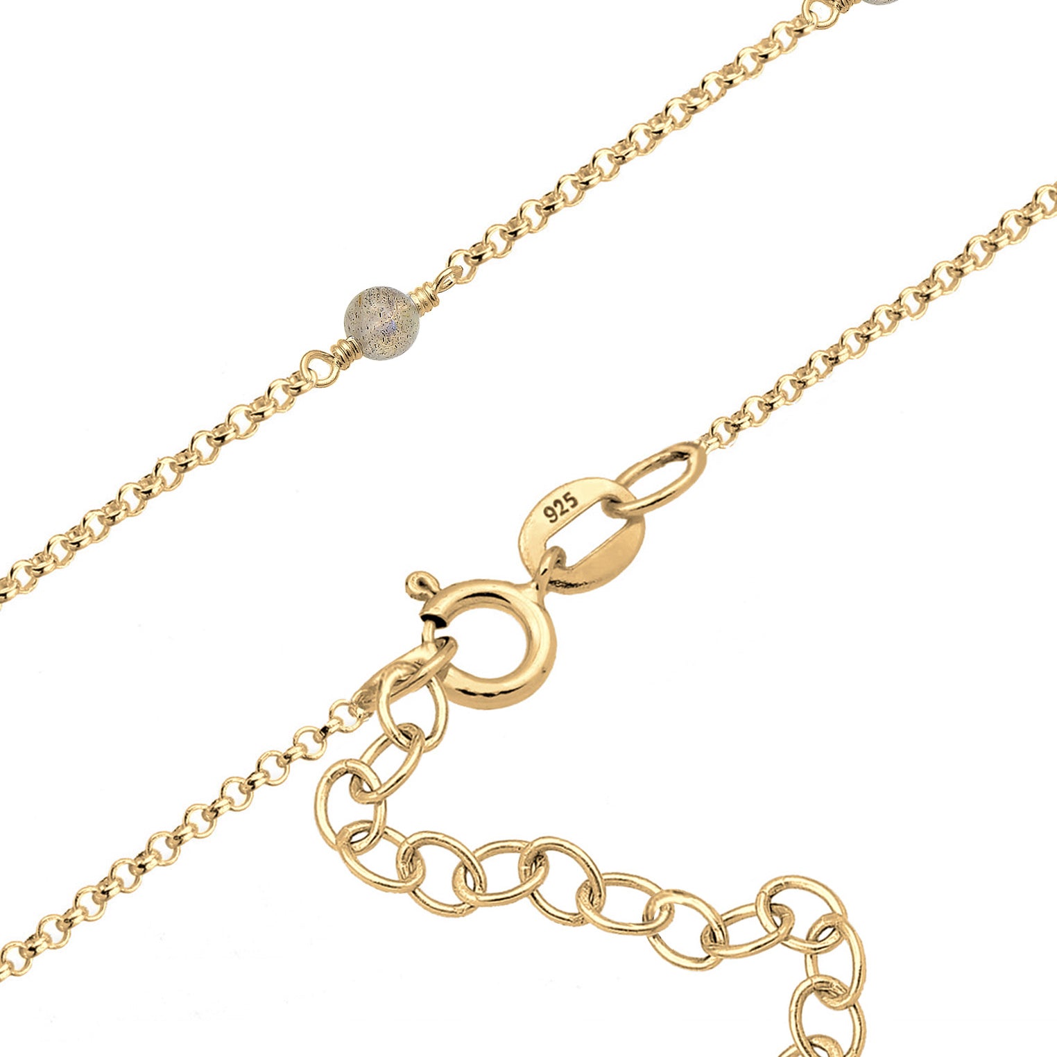Gold - Elli | Choker | Labradorit (Grau) | 925 Sterling Silber vergoldet