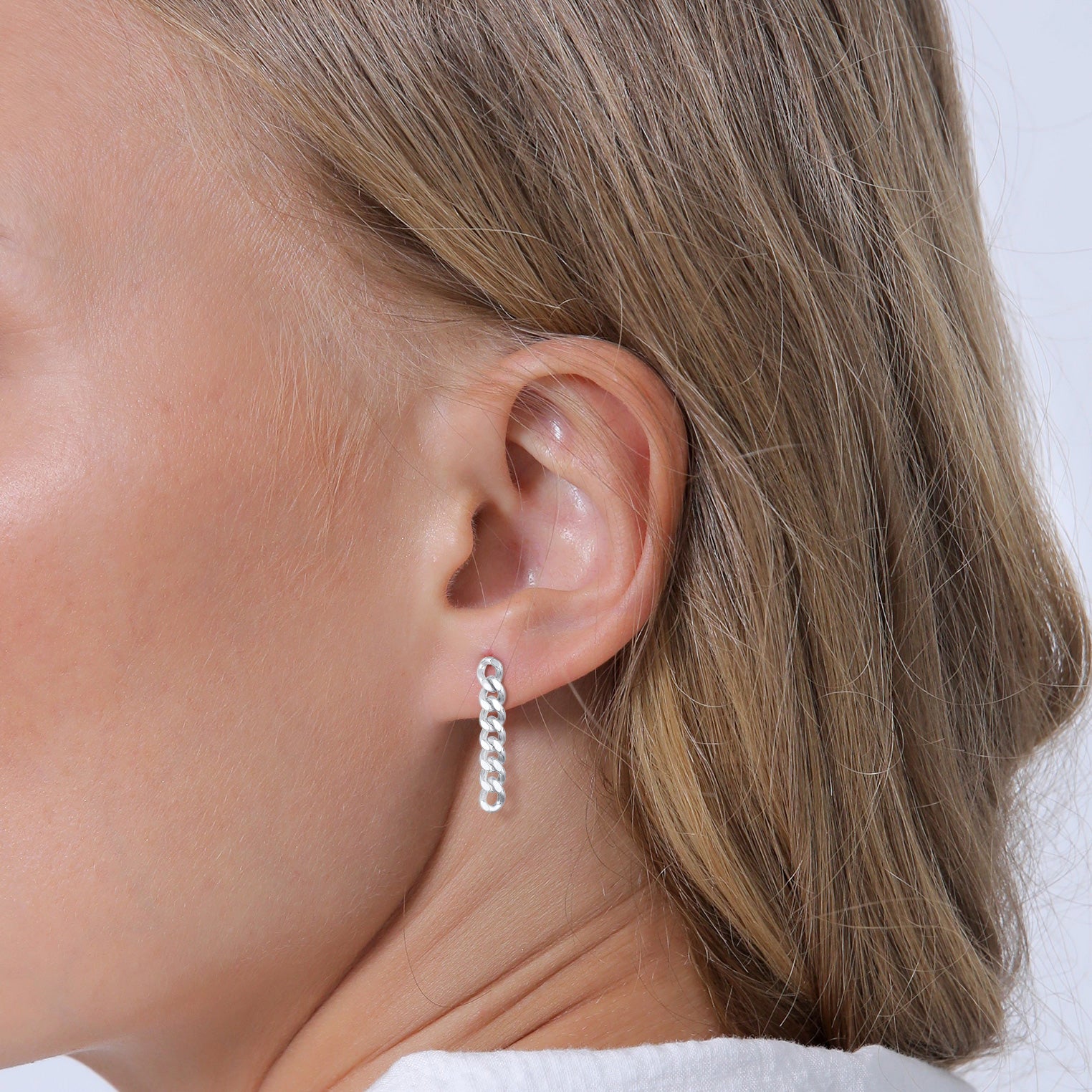 Silber - Elli | Ohrstecker Ear Chain | 925er Sterling Silber