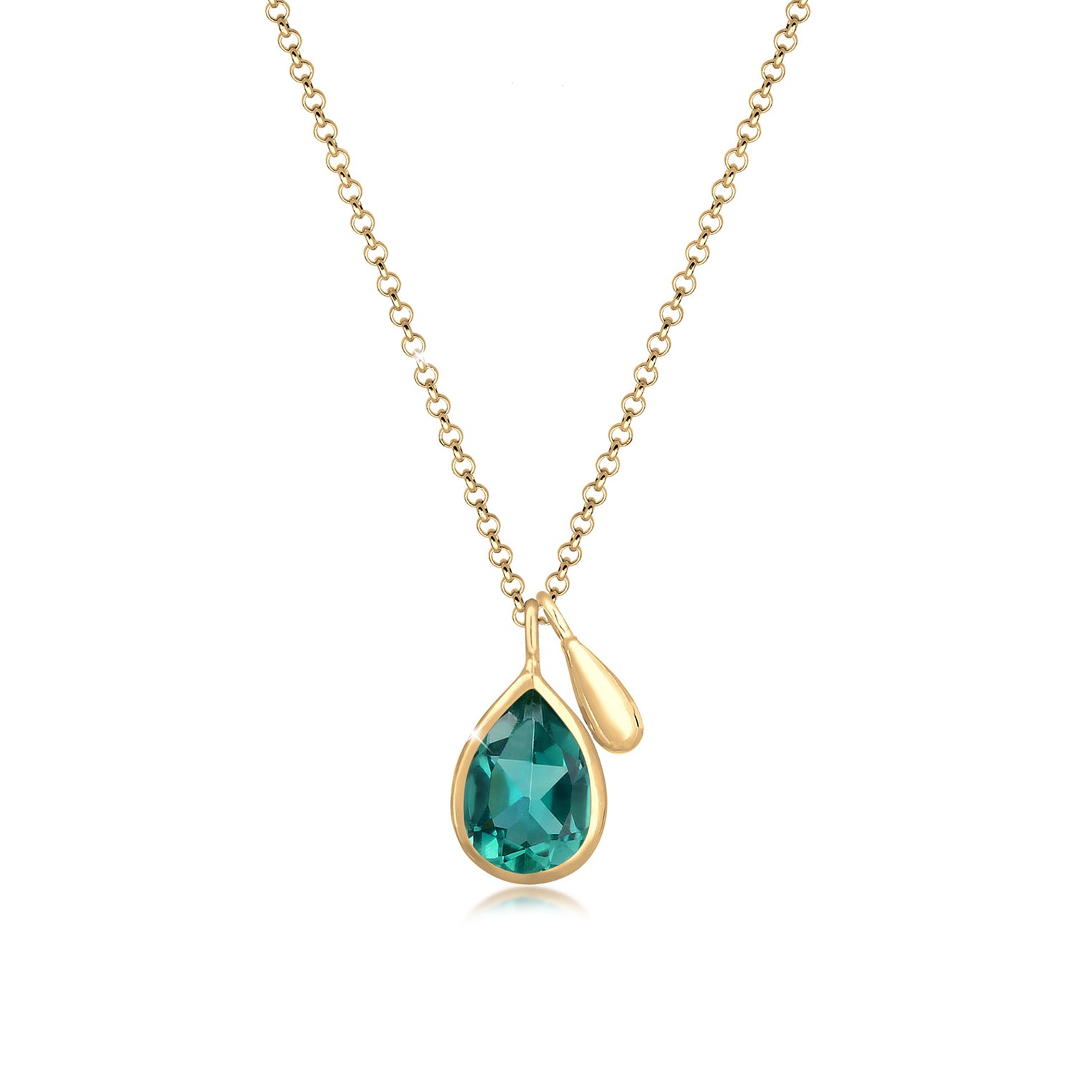 Gold - Elli PREMIUM | Halskette | Quarz (Grün) | 925 Sterling Silber vergoldet