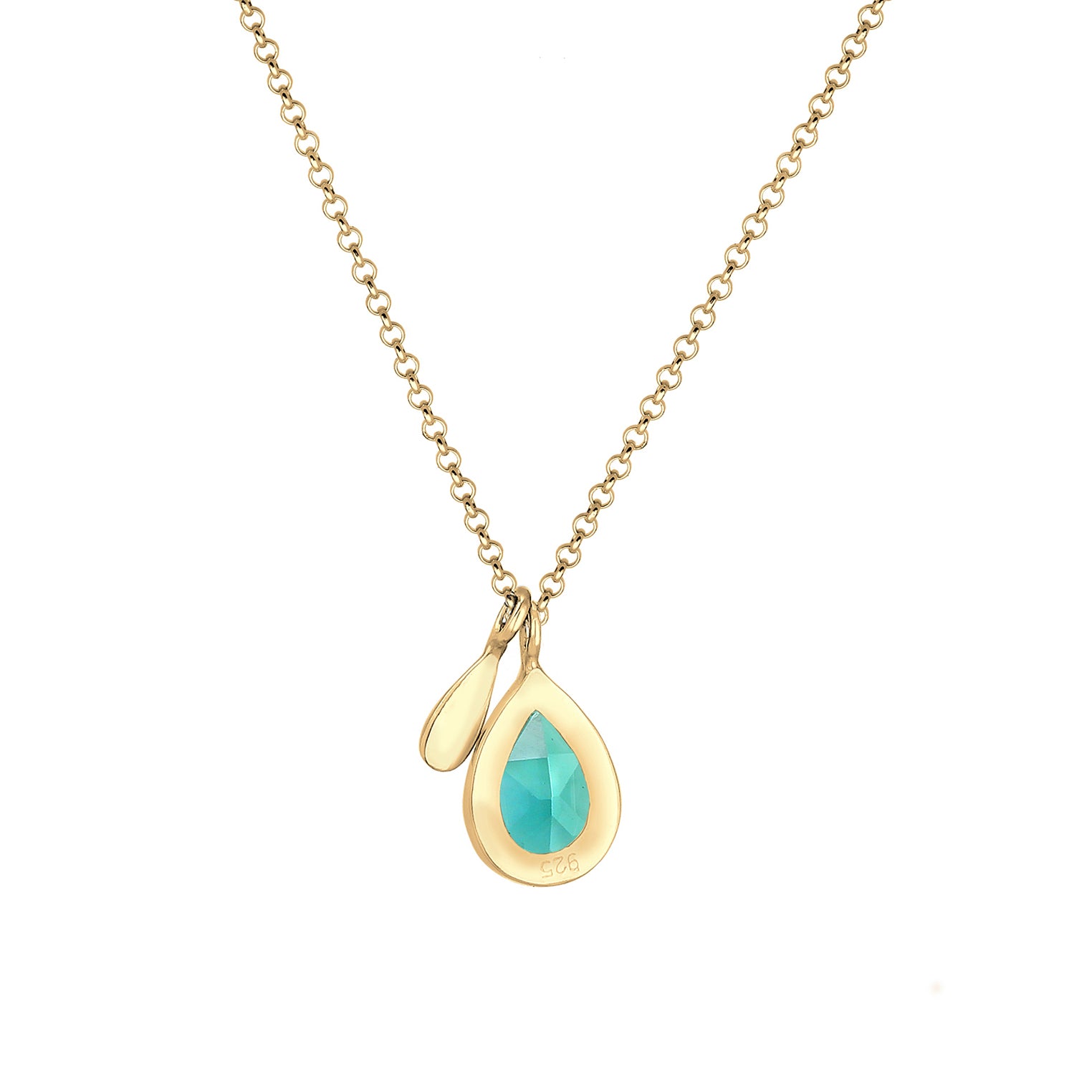 Gold - Elli PREMIUM | Halskette | Quarz (Grün) | 925 Sterling Silber vergoldet