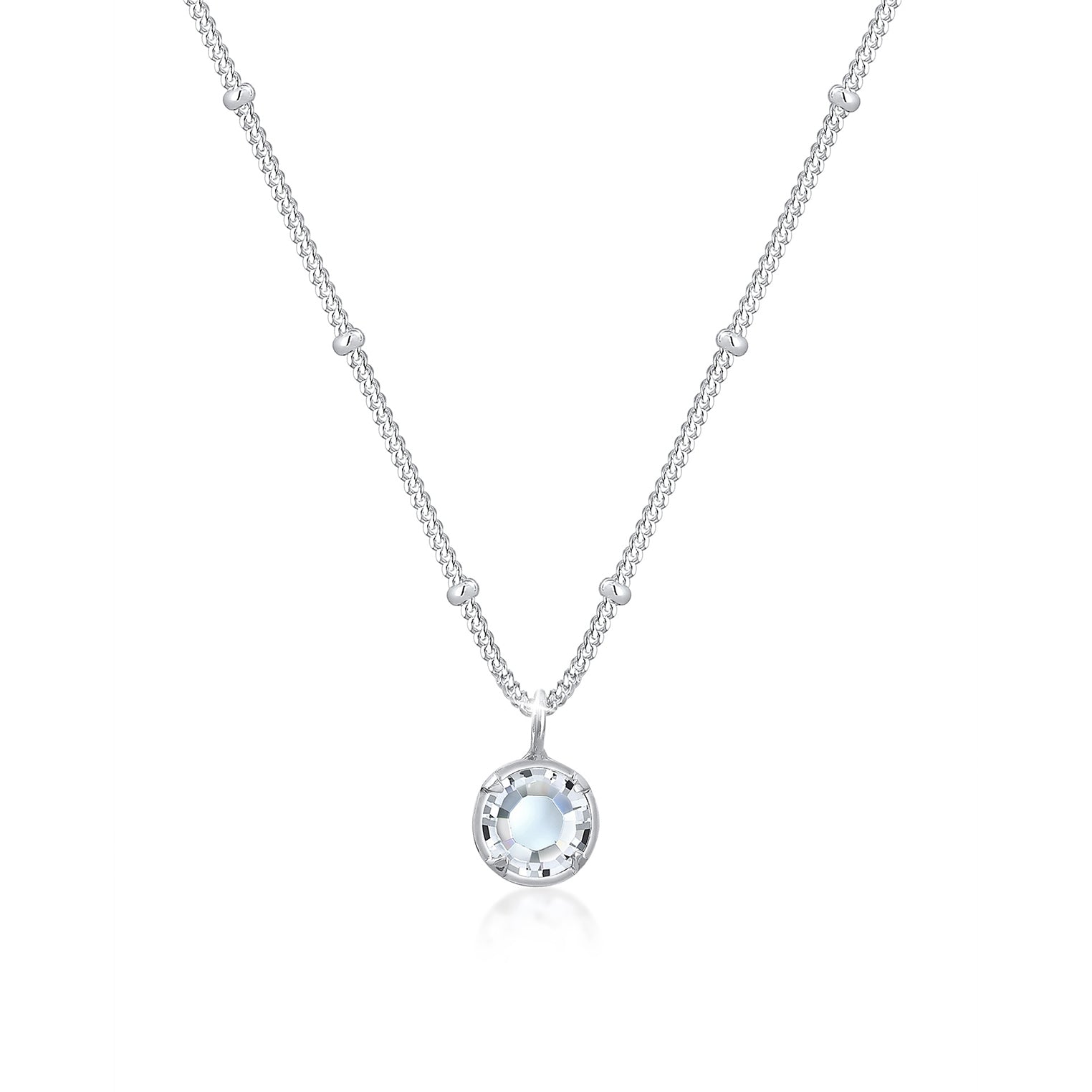 Silber - Elli | Kugel-Halskette | Kristall (Weiß) | 925er Sterling Silber