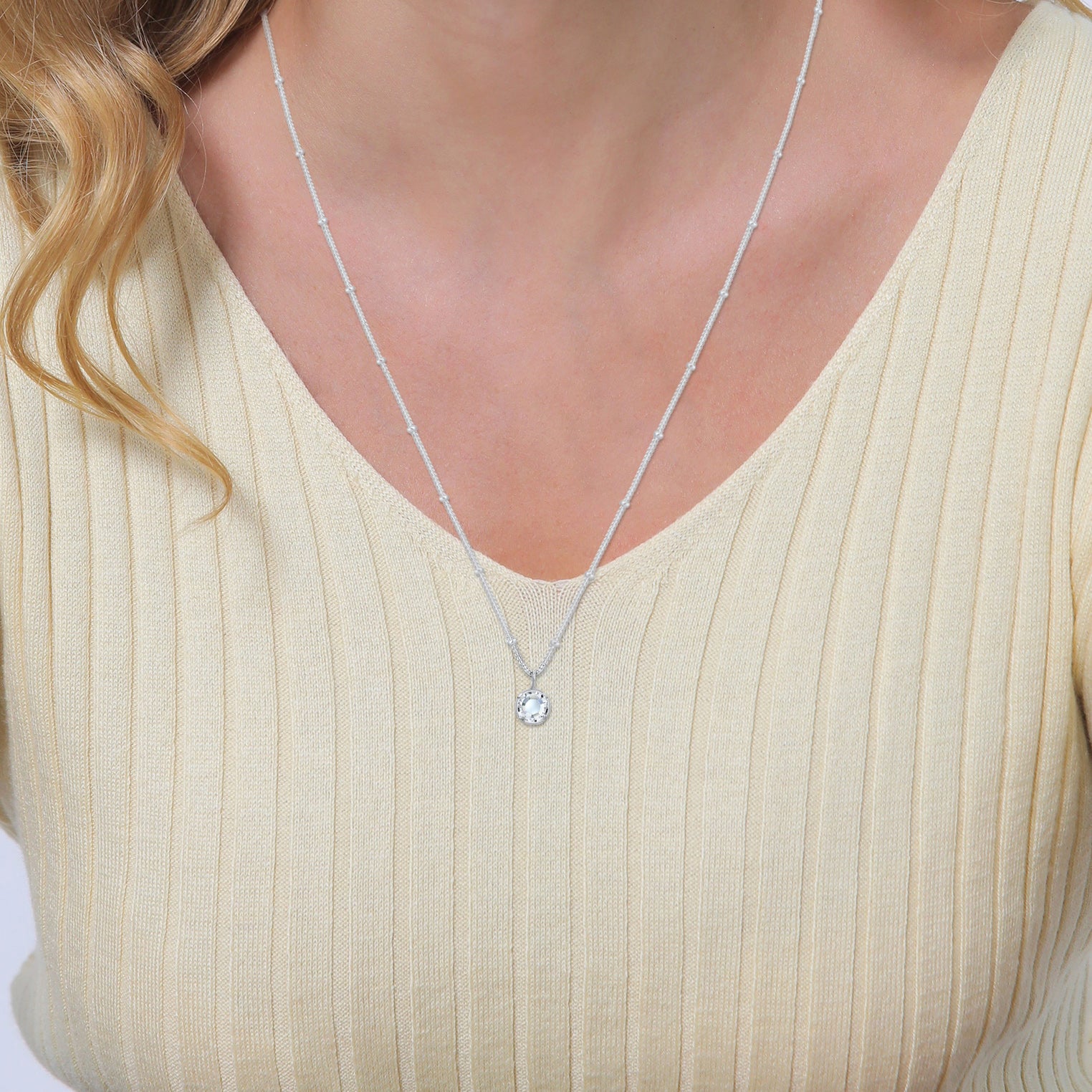 Silber - Elli | Kugel-Halskette | Kristall (Weiß) | 925er Sterling Silber