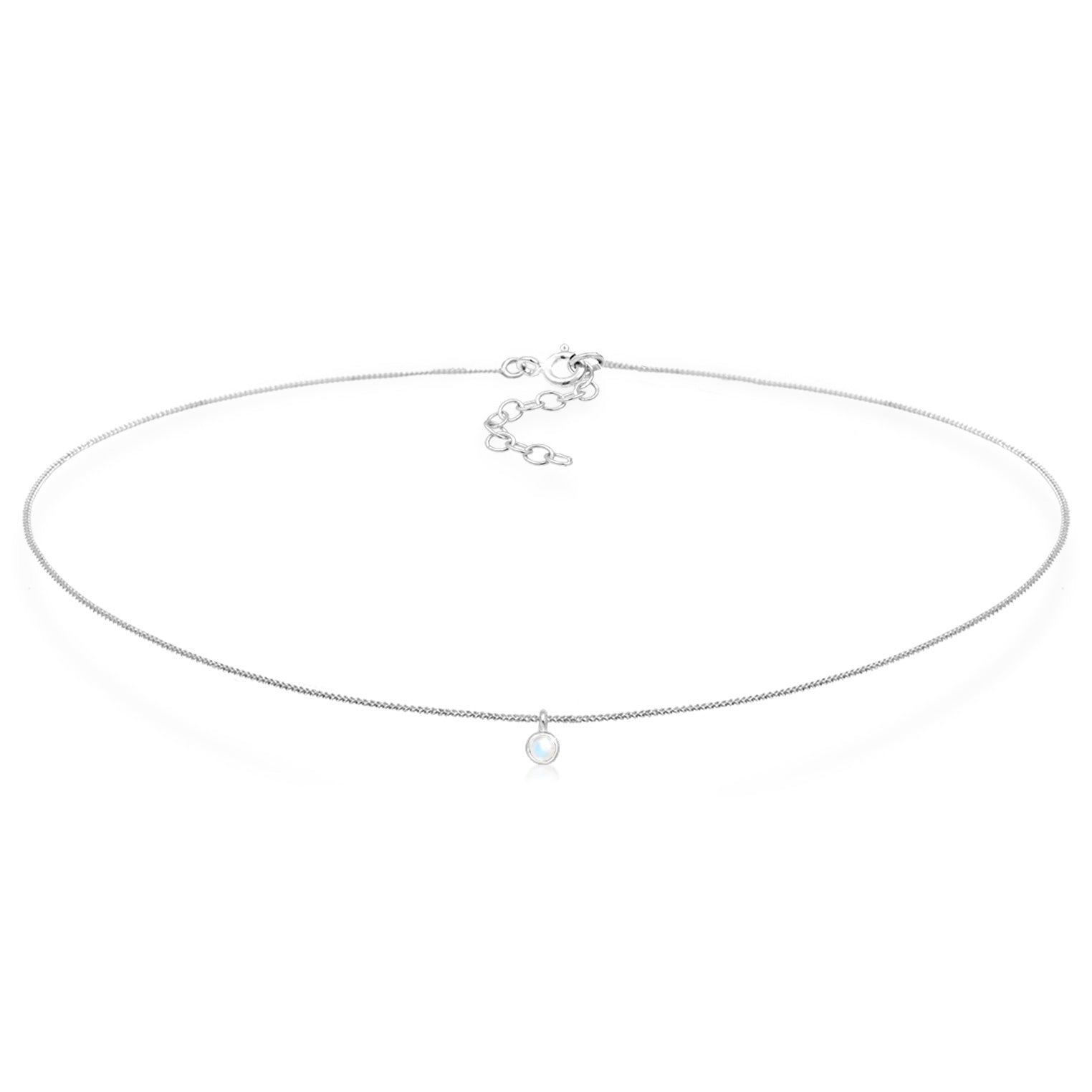 Silber - Elli | Choker Basic | Mondstein (Weiß) | 925er Sterling Silber
