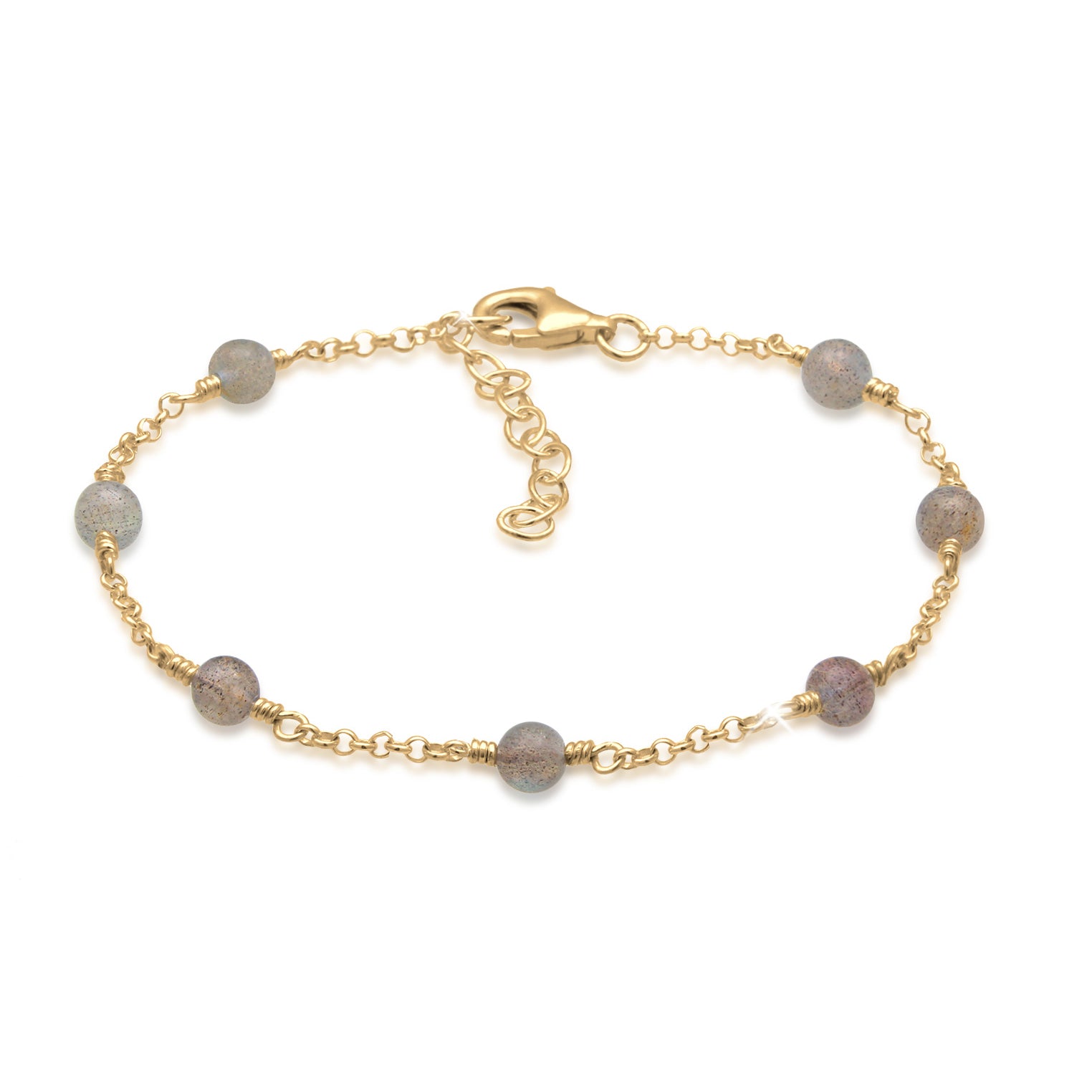 Gold - Elli | Armband | Labradorit ( Grau ) | 925 Sterling Silber vergoldet