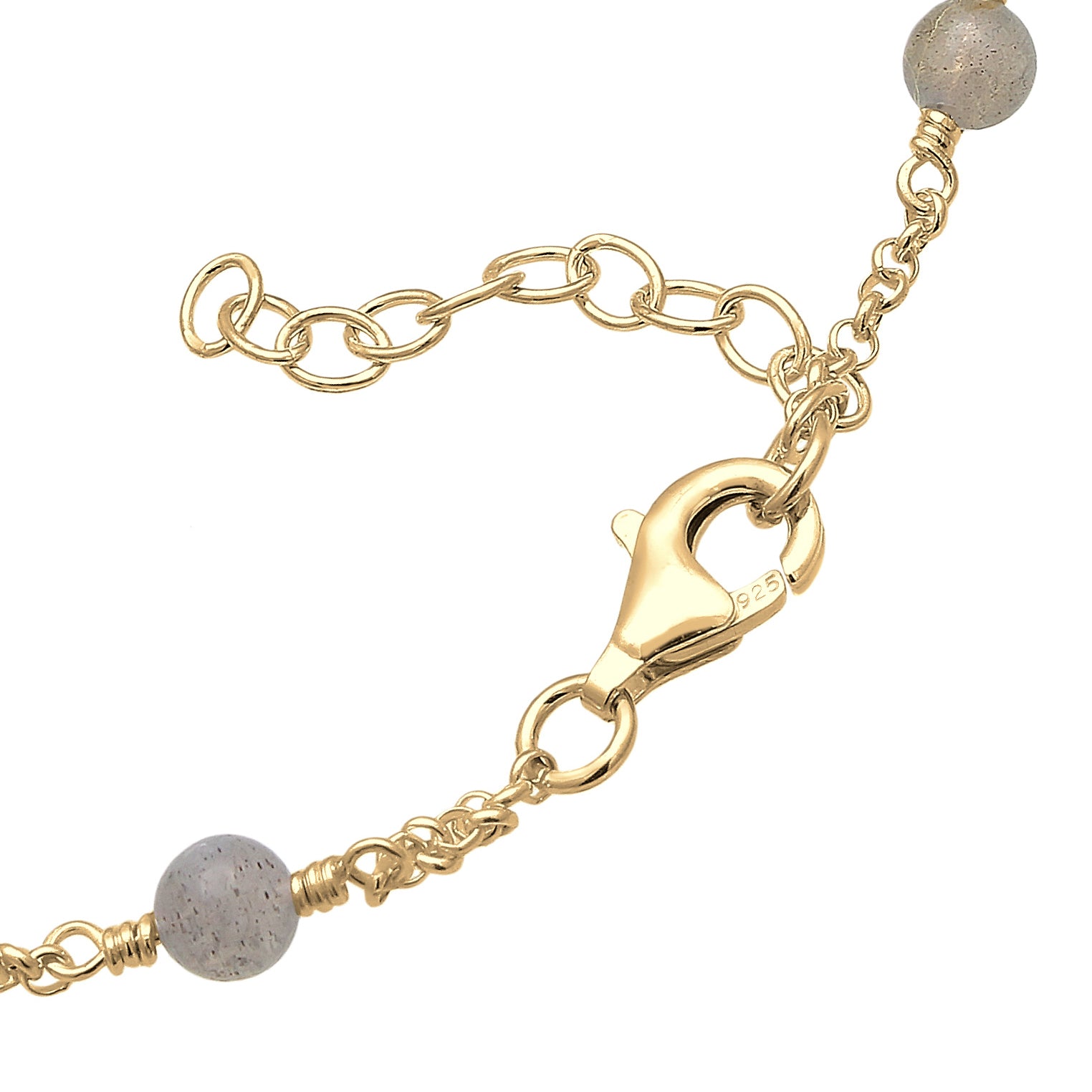 Gold - Elli | Armband | Labradorit ( Grau ) | 925 Sterling Silber vergoldet