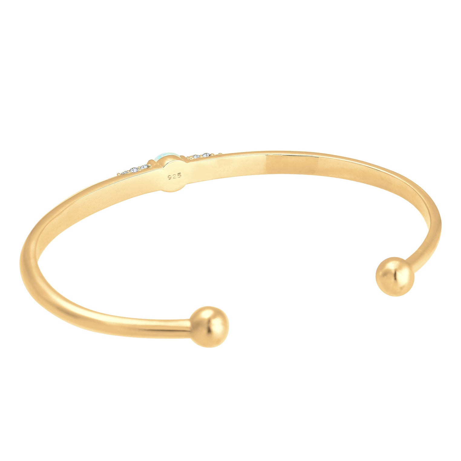 Gold - Elli PREMIUM | Armreif | Opal (Weiß) | 925 Sterling Silber vergoldet