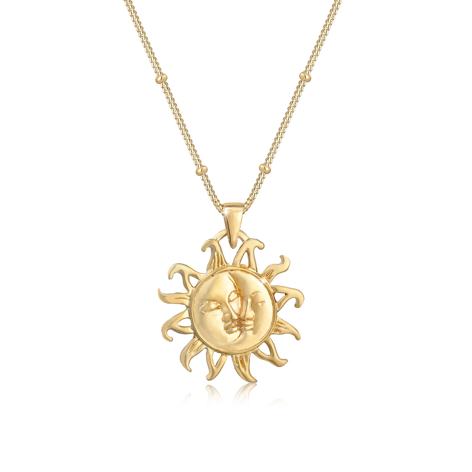 Gold - Elli | Kugel-Halskette Halbmond | 925 Sterling Silber vergoldet