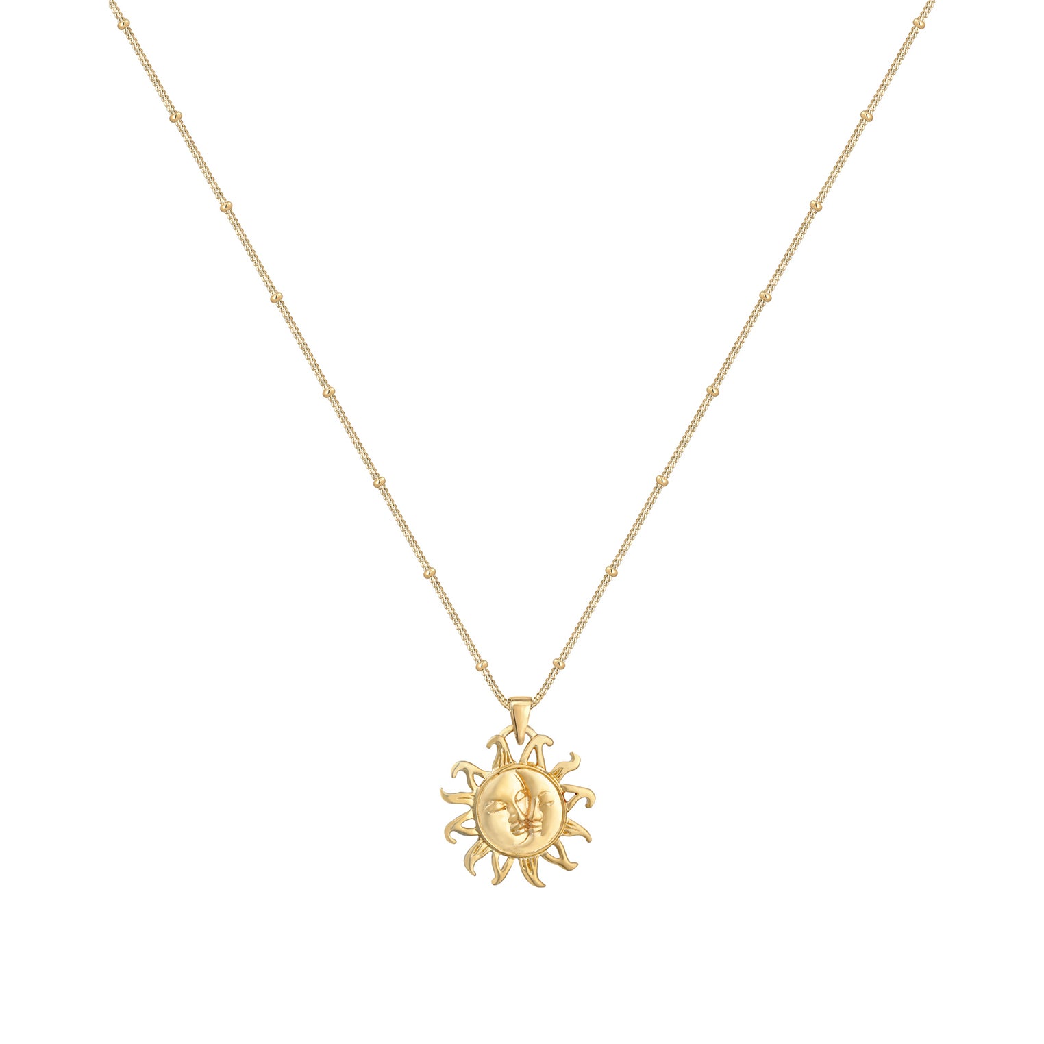 Gold - Elli | Kugel-Halskette Halbmond | 925 Sterling Silber vergoldet