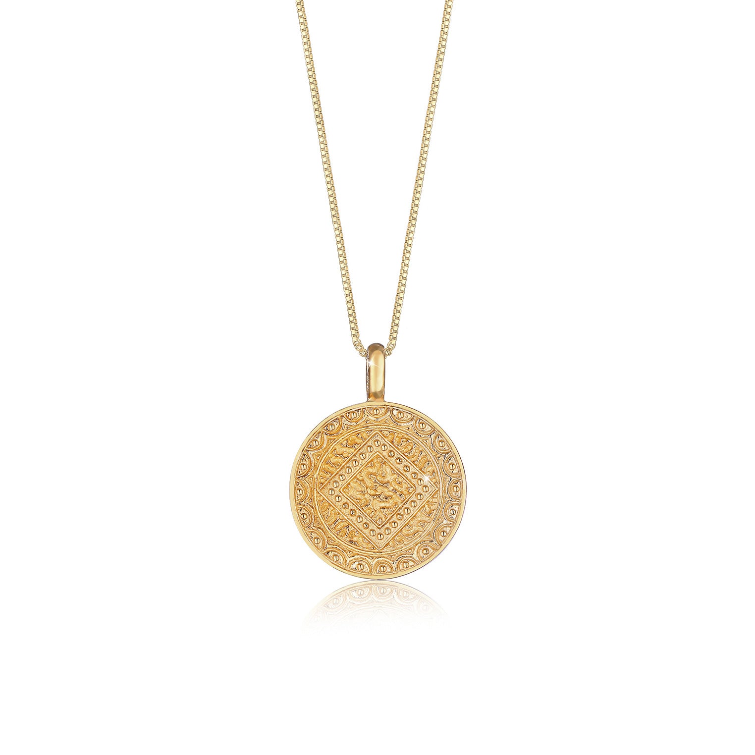 Gold - Elli | Lange Venezianer-Halskette Ornament | 925 Sterling Silber vergoldet