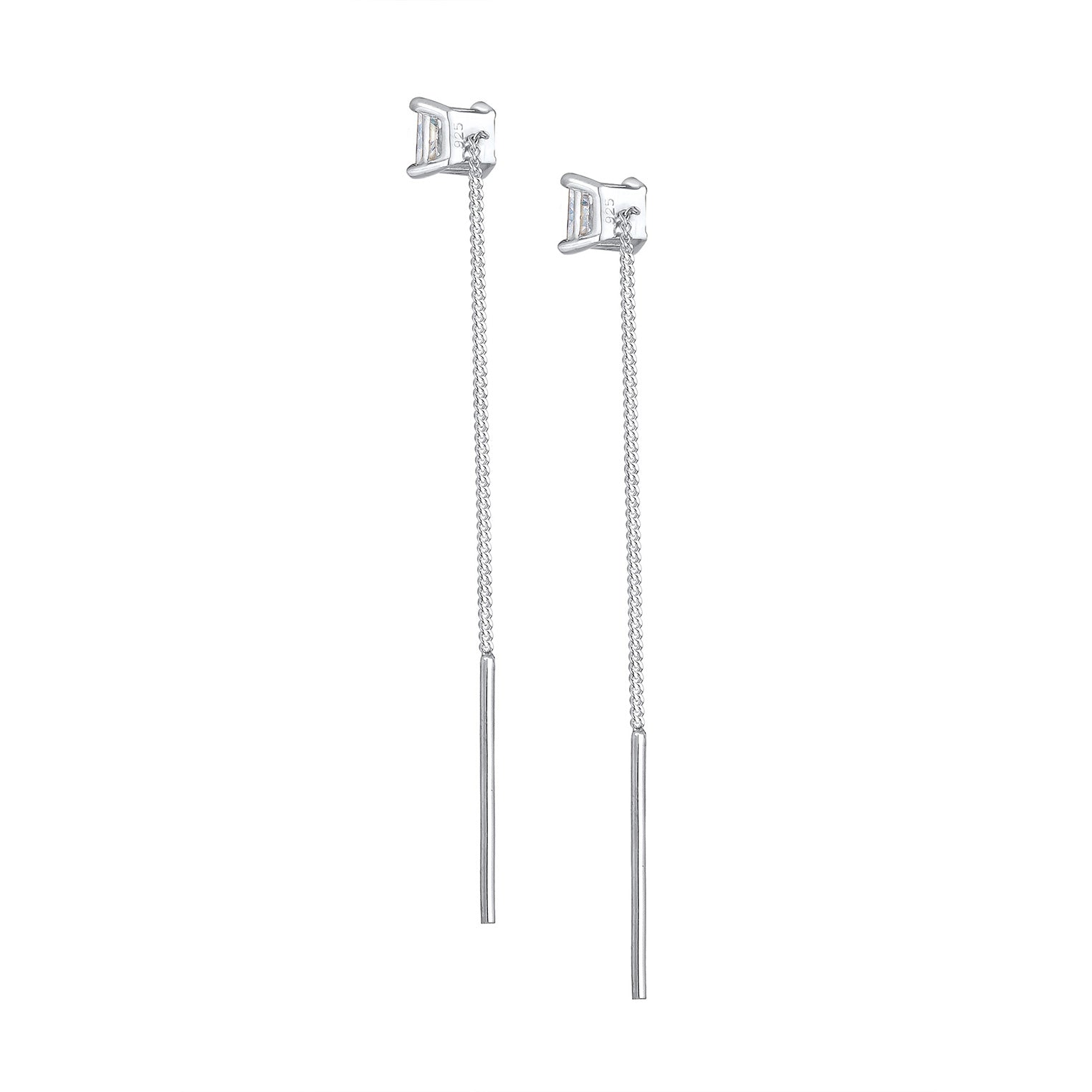 Silber - Elli | Ohrhänger Ear Chain | Zirkonia ( Weiß ) | 925er Sterling Silber