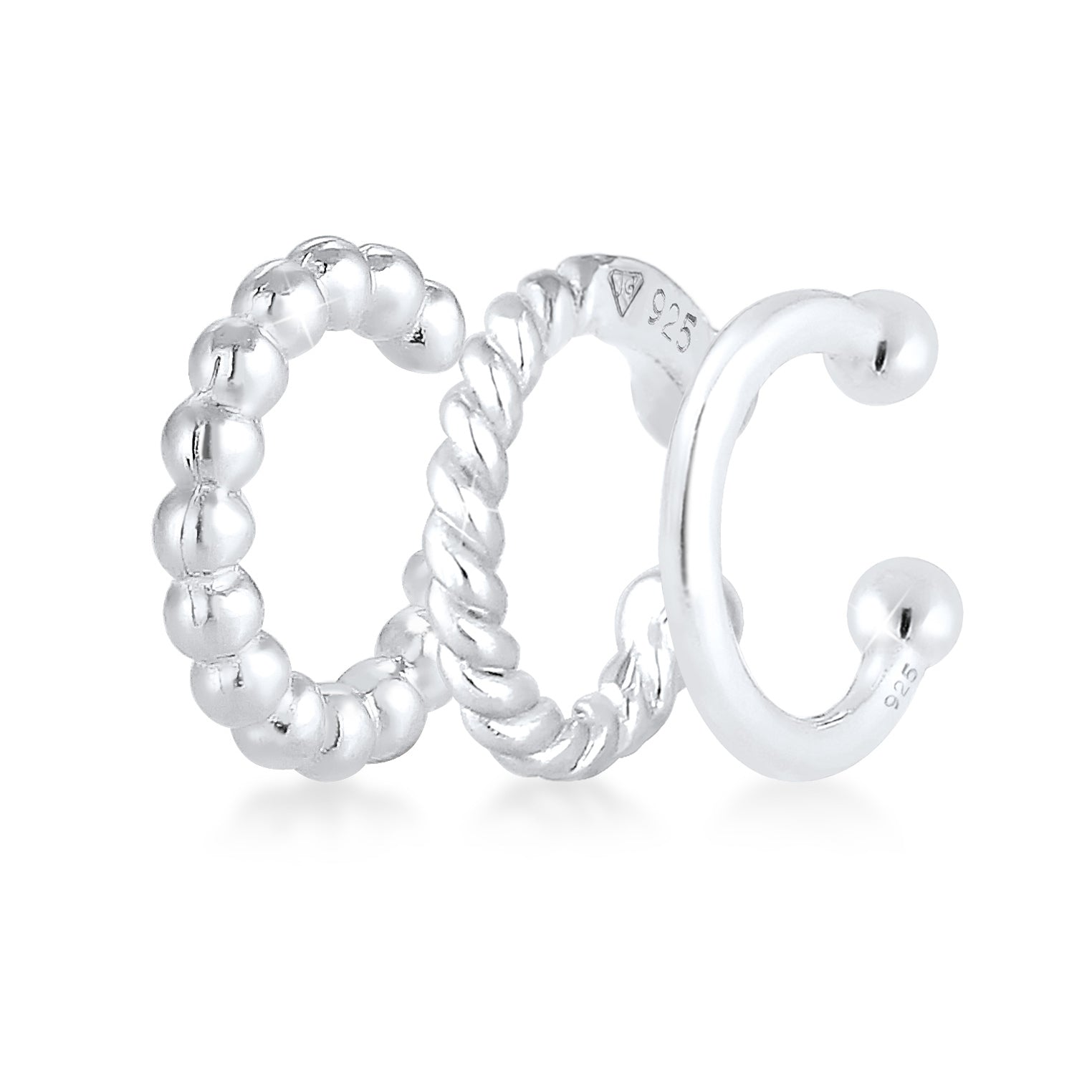 Silber - Elli | Earcuff 3er Set Basic | 925er Sterling Silber