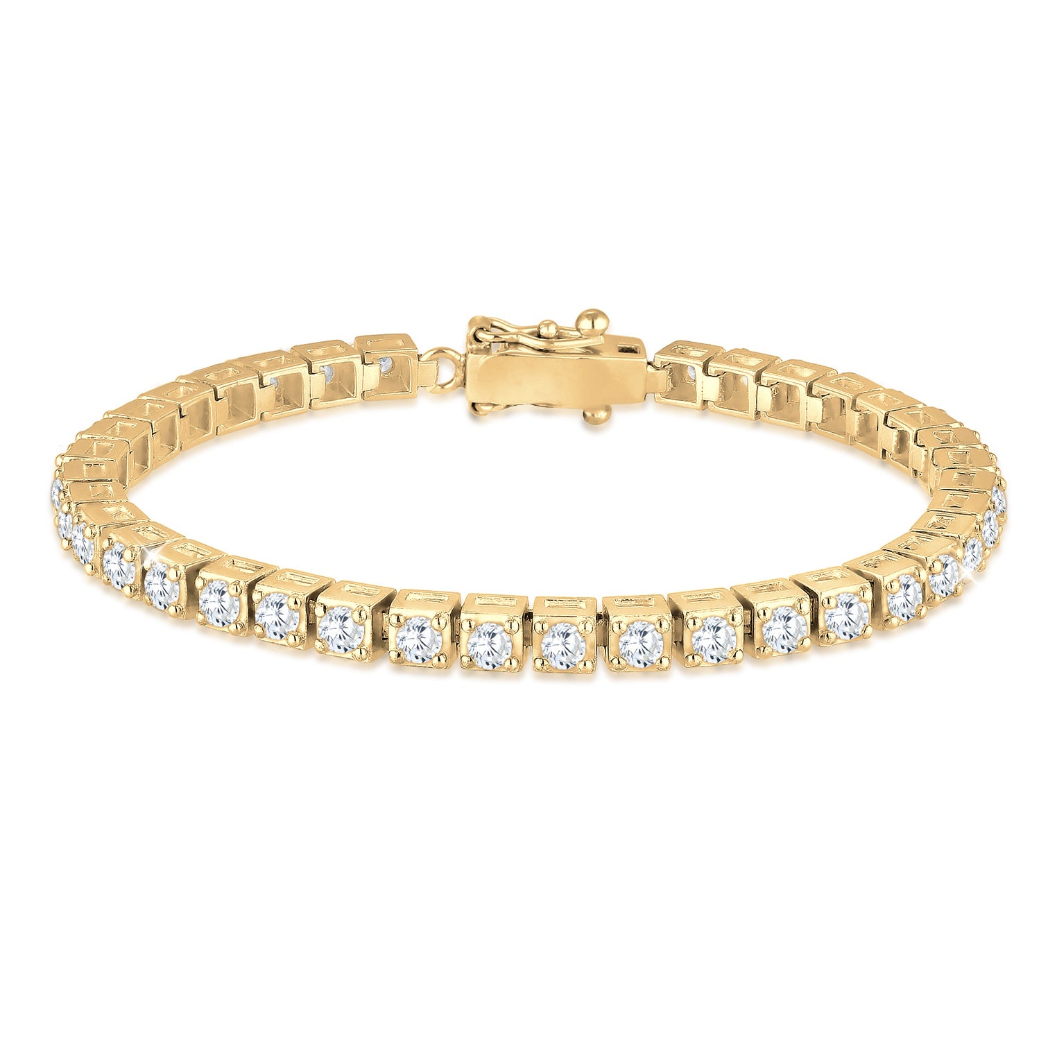 Gold - Elli PREMIUM | Tennisarmband | Zirkonia (Weiß) | 925er Sterling Silber Vergoldet