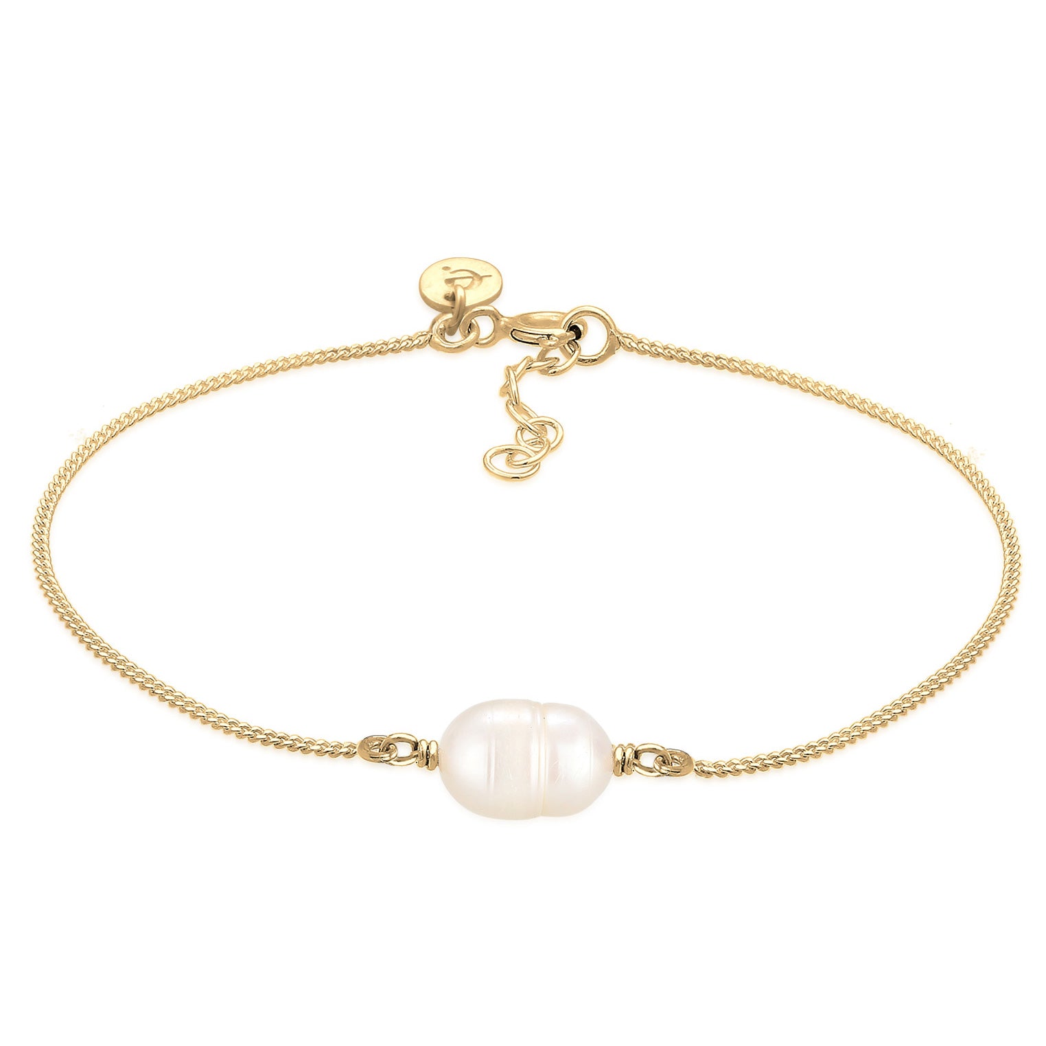 Gold - Elli PREMIUM | Armband Silikon Ball | Süßwasserzuchtperle | 925 Sterling Silber vergoldet