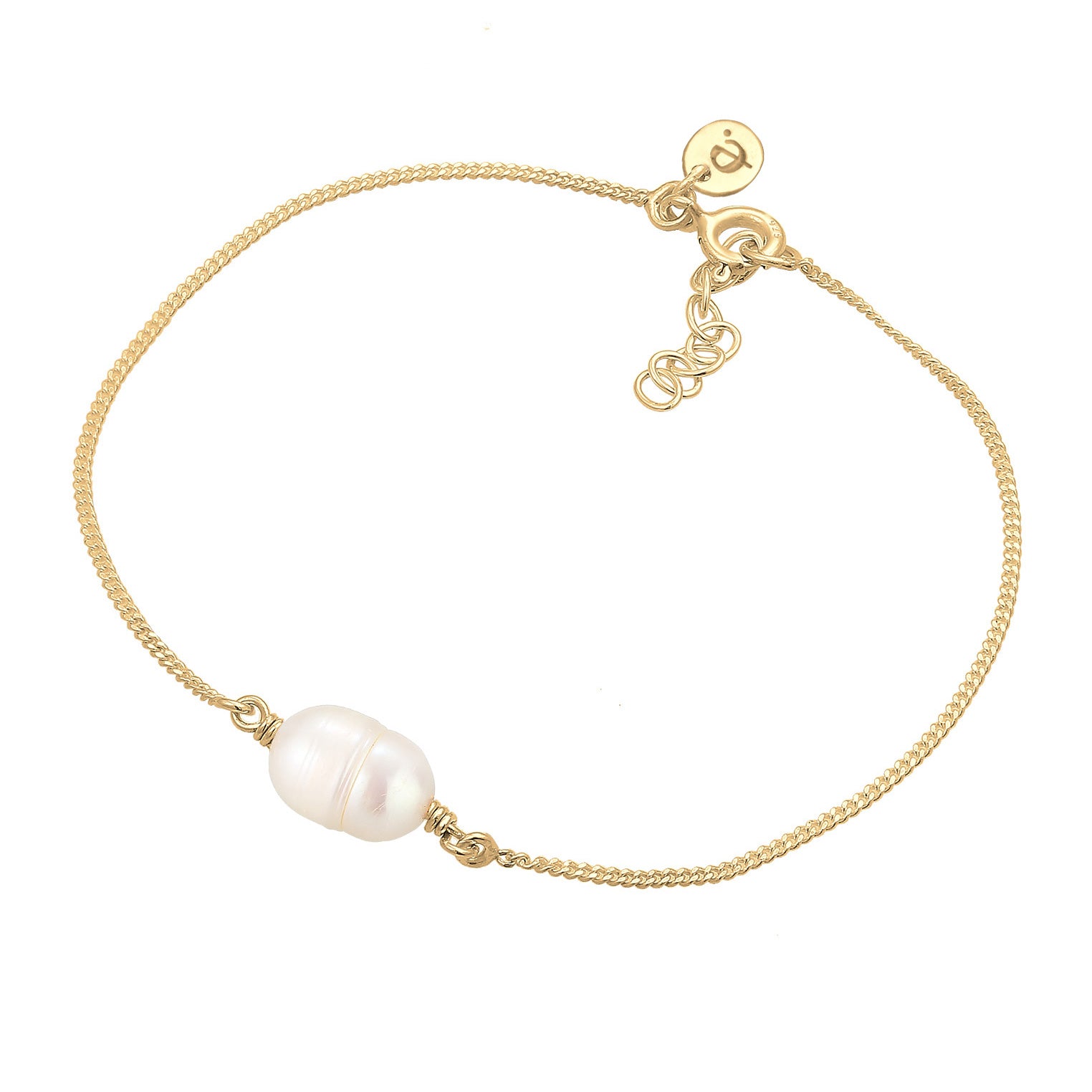 Gold - Elli PREMIUM | Armband Silikon Ball | Süßwasserzuchtperle | 925 Sterling Silber vergoldet