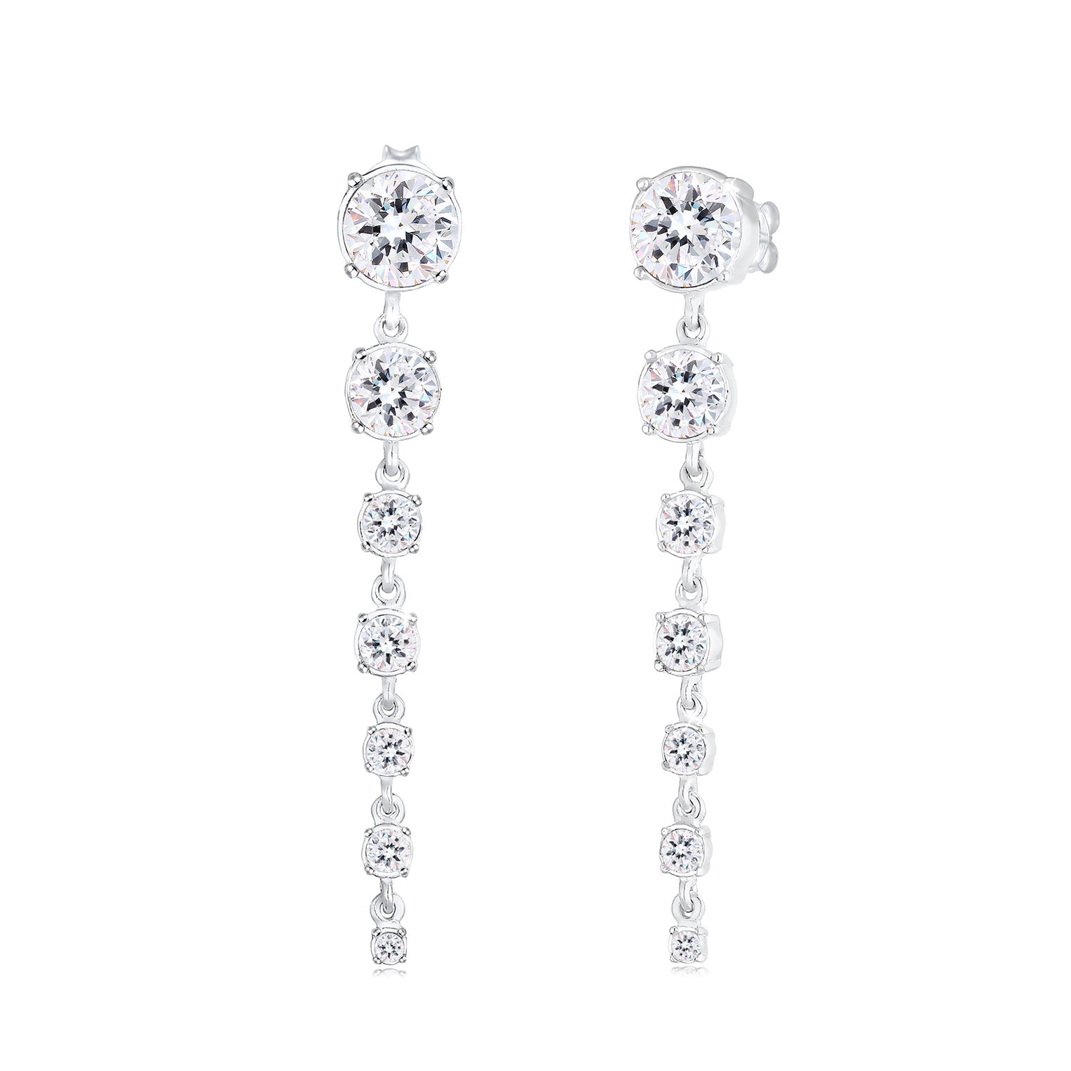 Silber - Elli PREMIUM | Ohrhänger| Kristall ( Weiß ) | 925er Sterling Silber