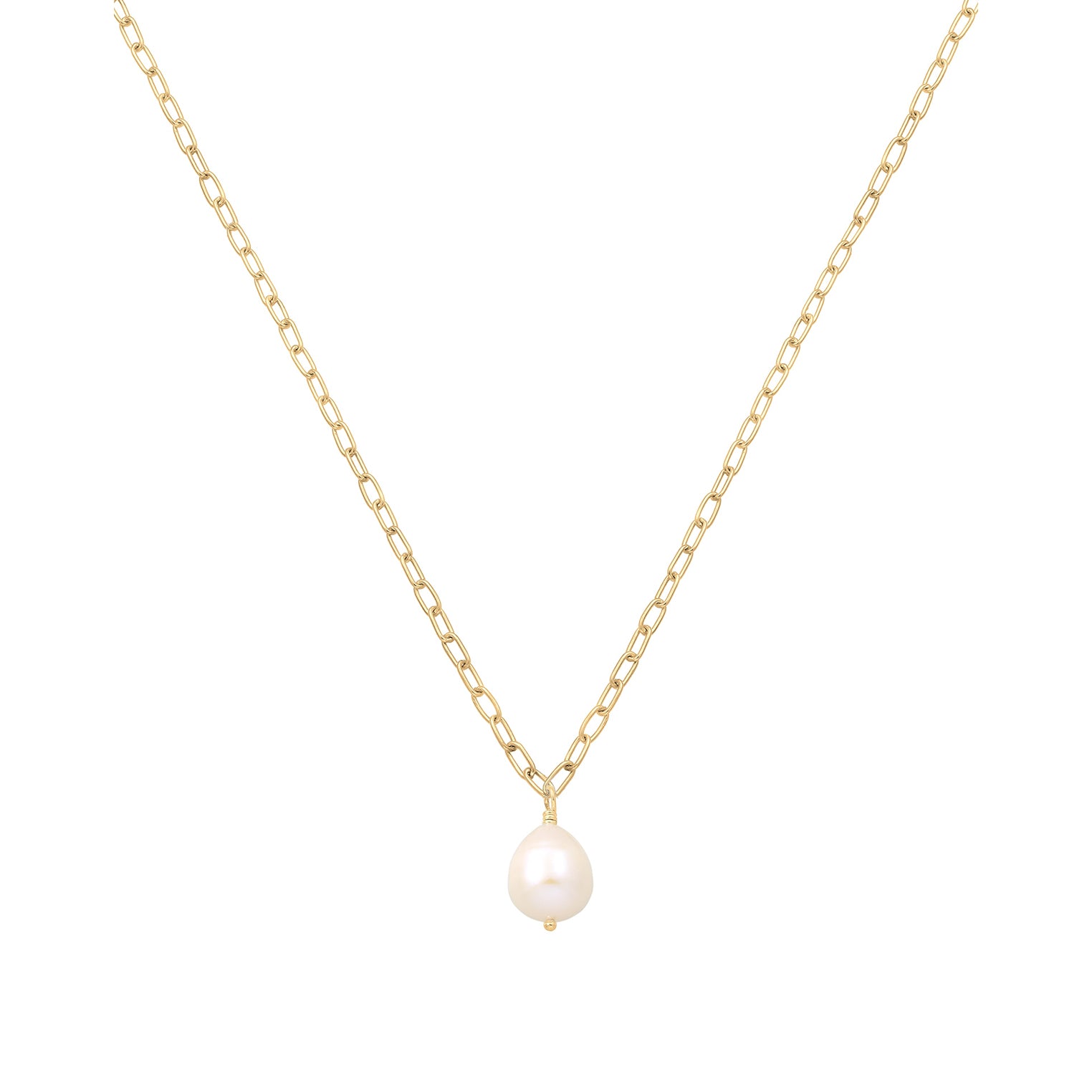 Gold - Elli PREMIUM | Glieder-Halskette | Süßwasserperle | 925 Sterling Silber vergoldet