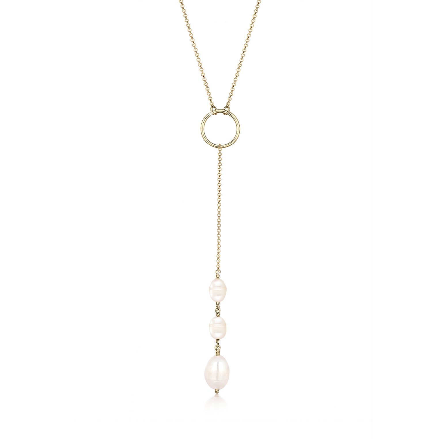 Gold - Elli | Halskette Kreis | Süßwasserperle | 925 Sterling Silber vergoldet